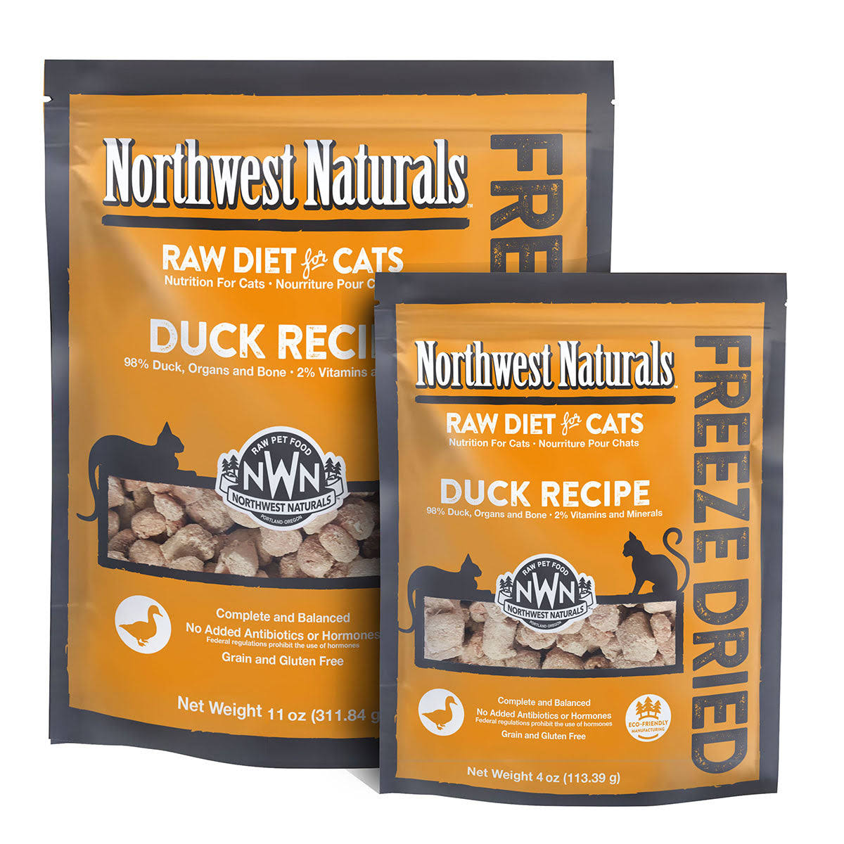 Northwest Naturals Freeze Dried Diet For Cats – Duck Cat Food – Grain-Free, Gluten-Free Pet Food, Cat Training Treats – 11 oz