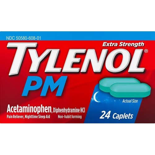 Tylenol PM Extra Strength Pain Reliever/Nighttime Sleep Aid - 24 Caplets