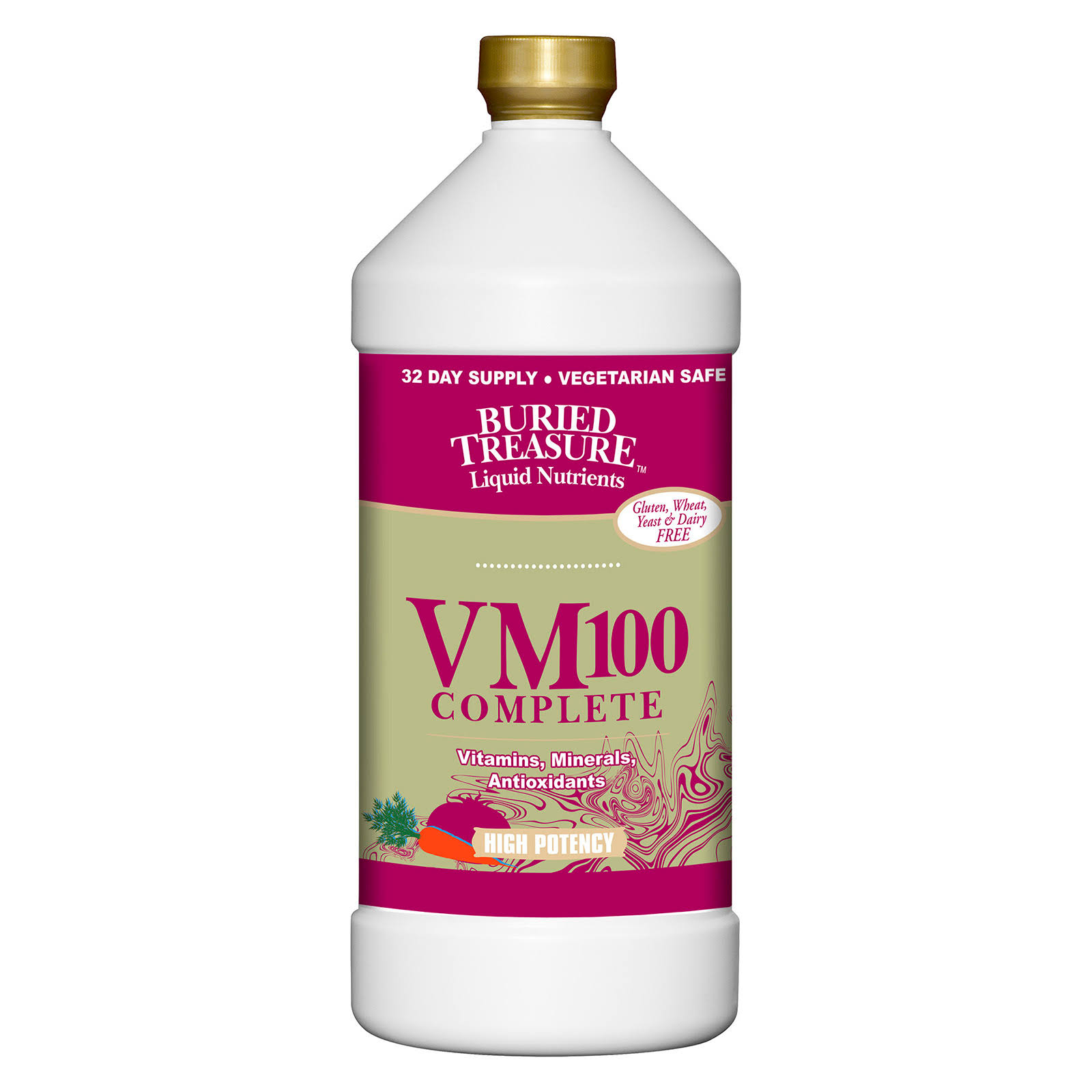 Buried Treasure VM-100 Complete Multivitamin Liquid - 32 fl oz bottle