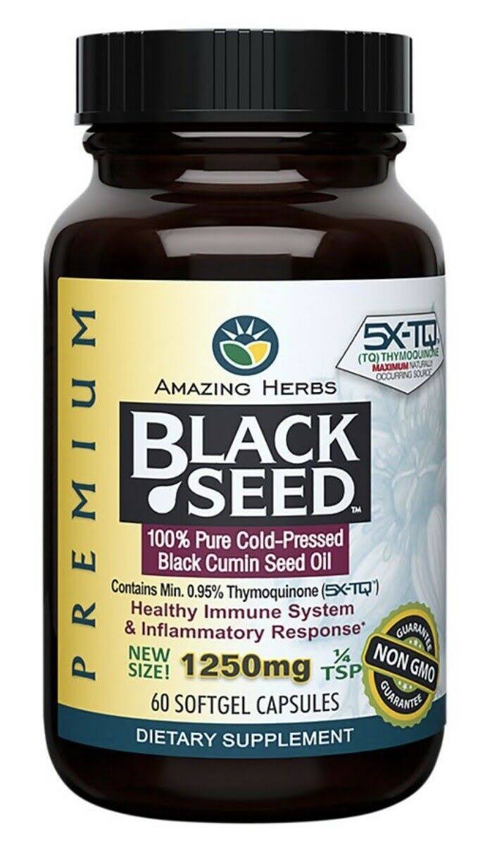 Amazing Herbs Premium Black Seed Oil - 1250mg
