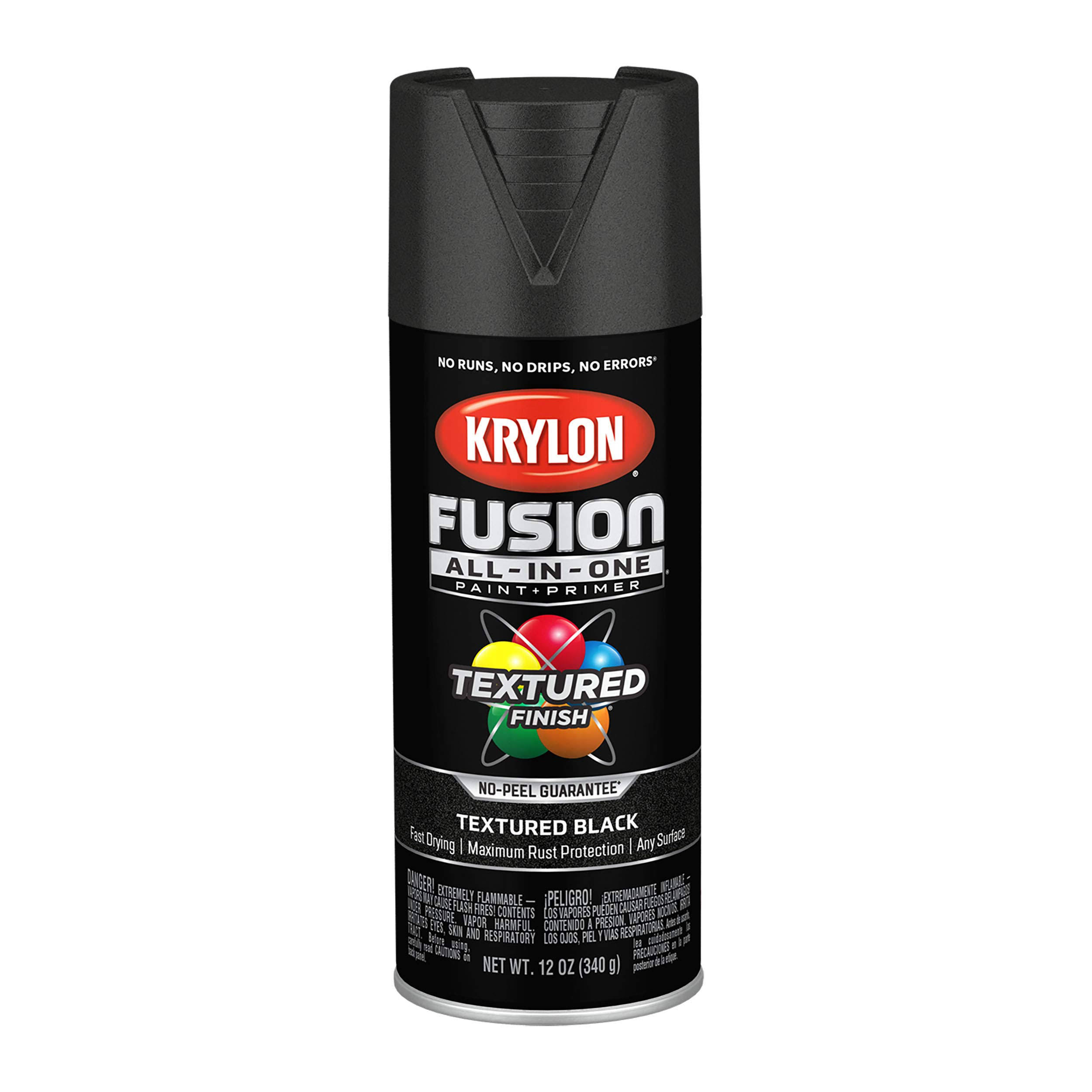 Krylon K02776007 Fusion All-in-One Spray Paint & Primer, Textured Black, 12 oz
