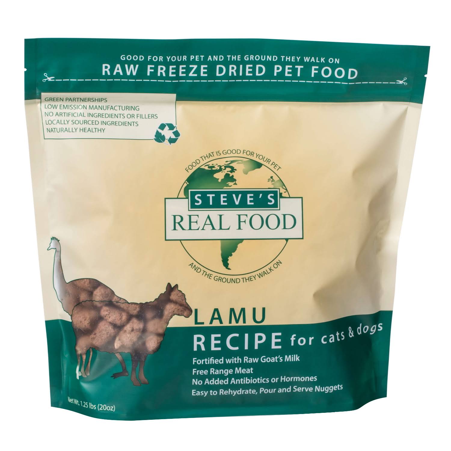 Steve's Real Freeze Dried Lamu Cat & Dog Food 1.25lb