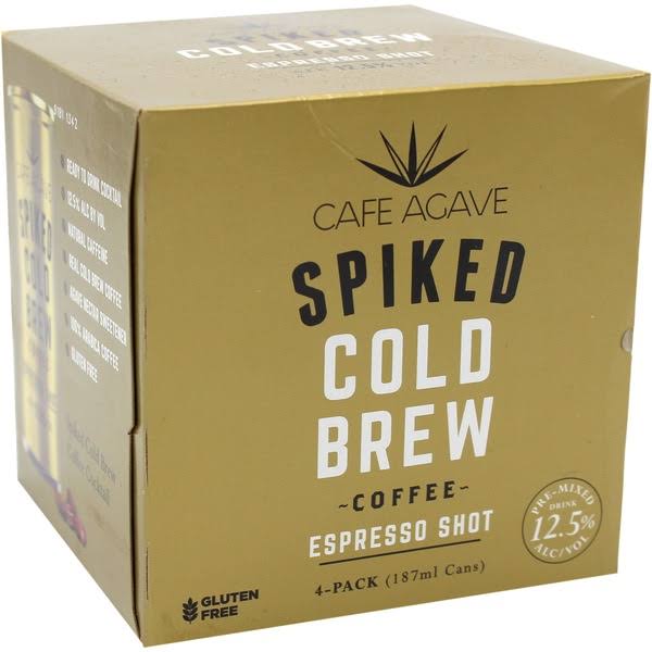 Cafe Agave Coffee, Espresso Shot, Cold Brew, Spiked, 4-Pack - 4 pack, 187 ml cans