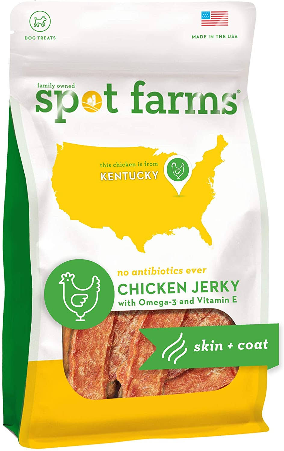 Spot Farms Grain-Free Chicken Jerky Skin Plus Coat Recipe Dog Treat - 12oz