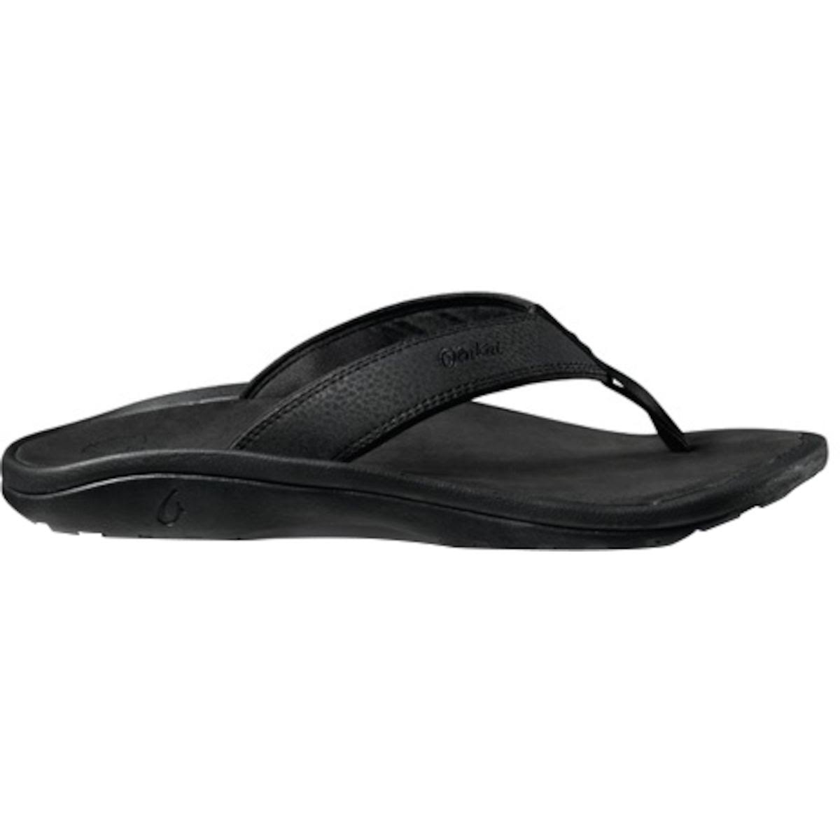 OluKai Men's Sandals Ohana Flip Flops - Black, 11 USM