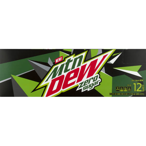Mountain Dew Soda, Zero Sugar - 12 pack, 12 fl oz cans