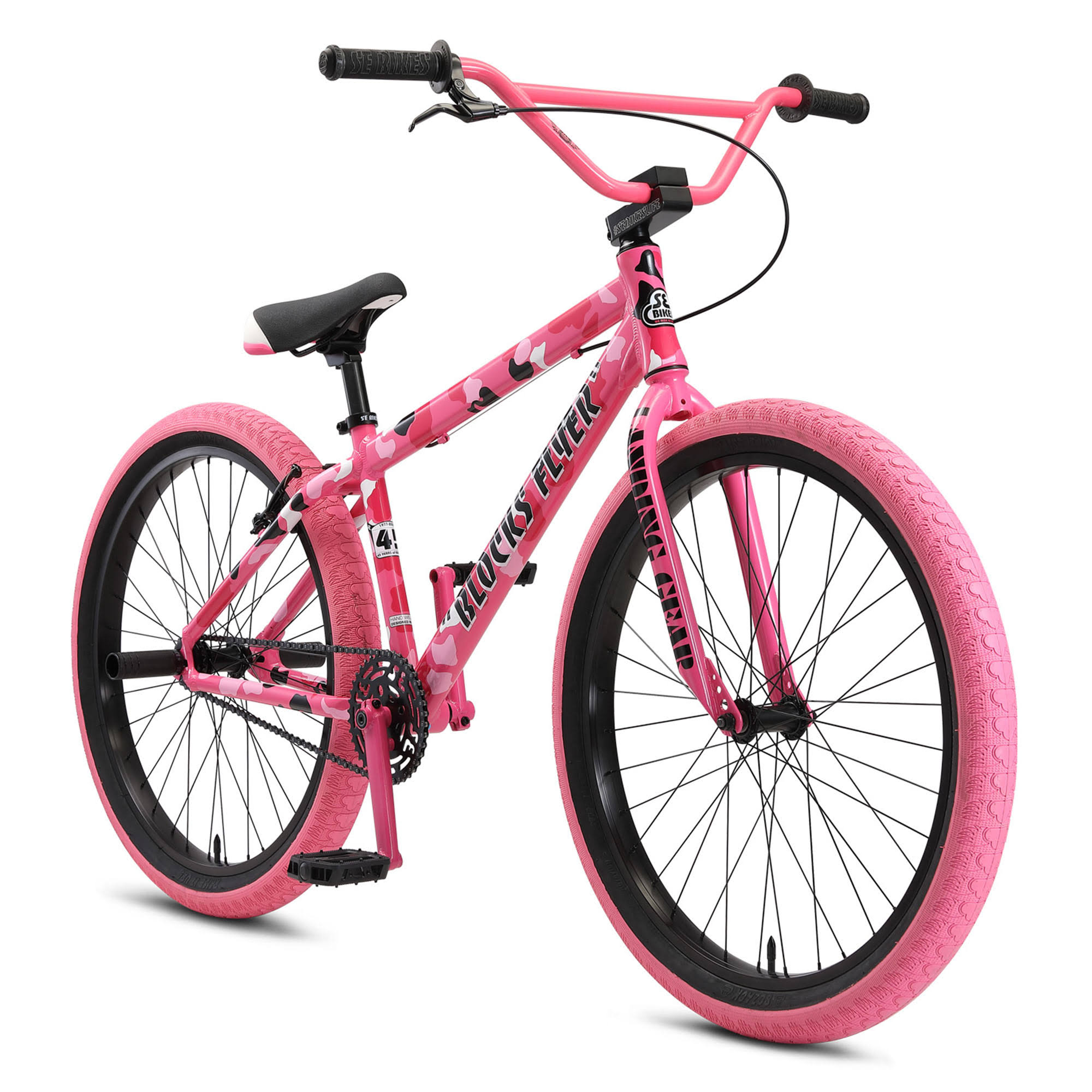 SE Bikes Blocks Flyer 26" BMX Bike Pink Camo BMX Bikes
