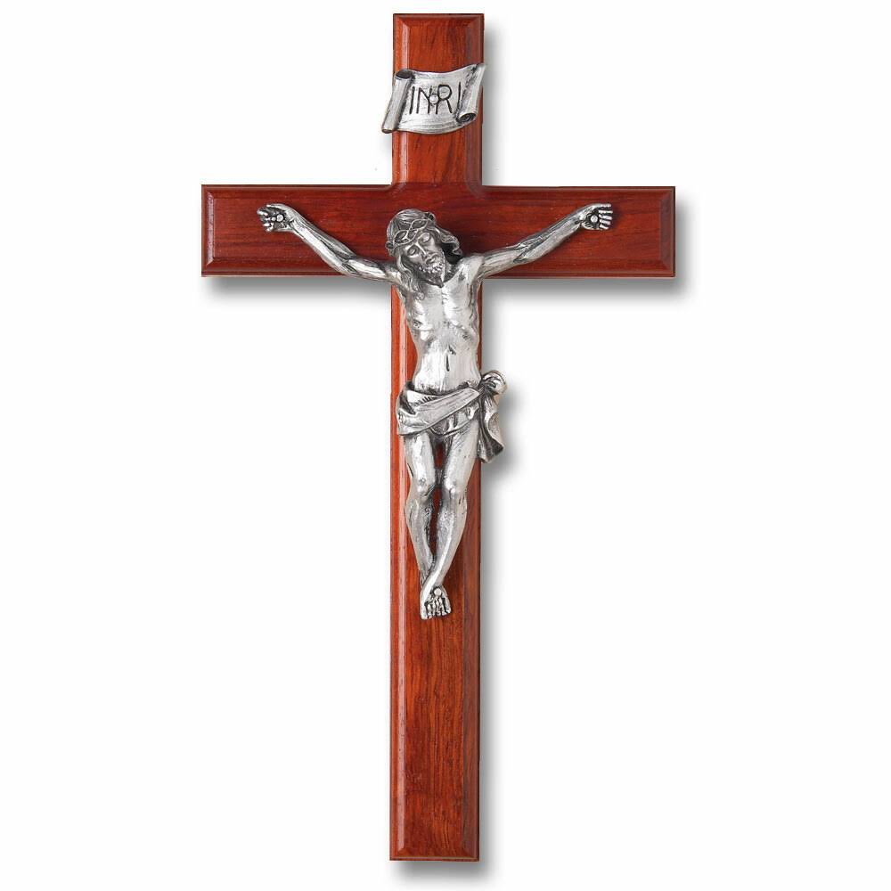Rosewood Crucifix Silver Corpus 12in