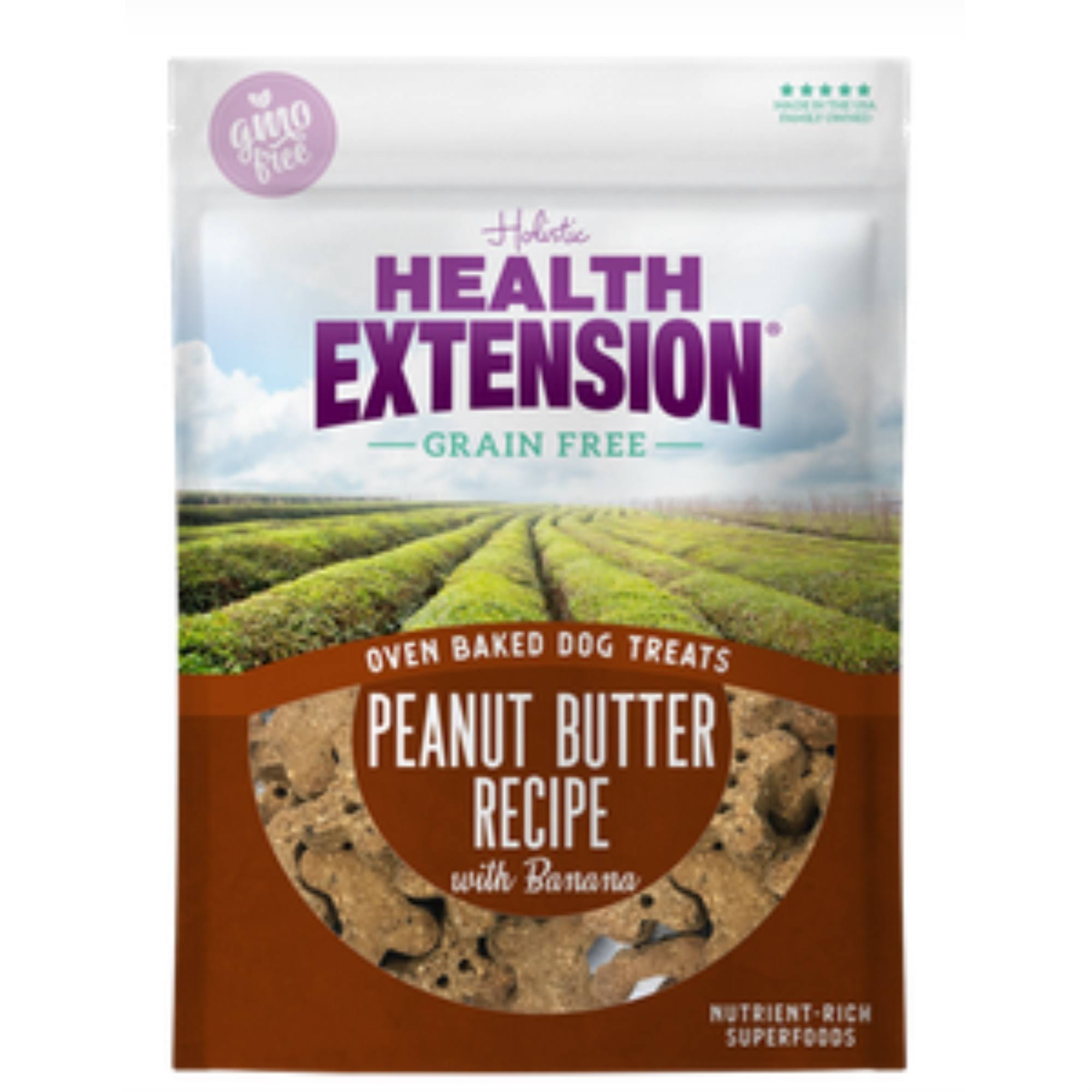 Health Extension Grain Free Oven Baked Peanut Butter Recipe with Banana Dog Treats 6oz