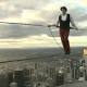 Tightrope walker crosses Melbourne skyline 