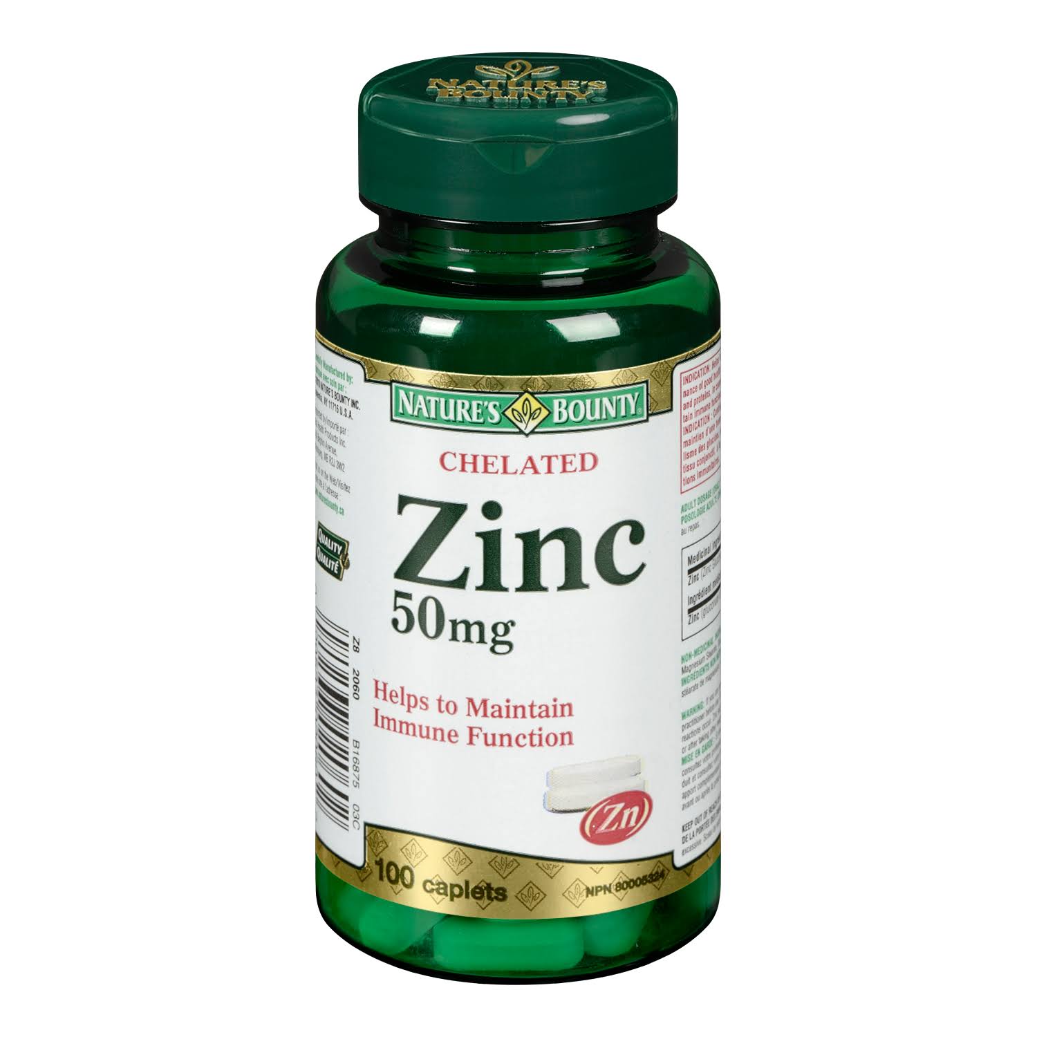 Nature's Bounty Chelated Zinc Dietary Supplement - 50mg x 100ct