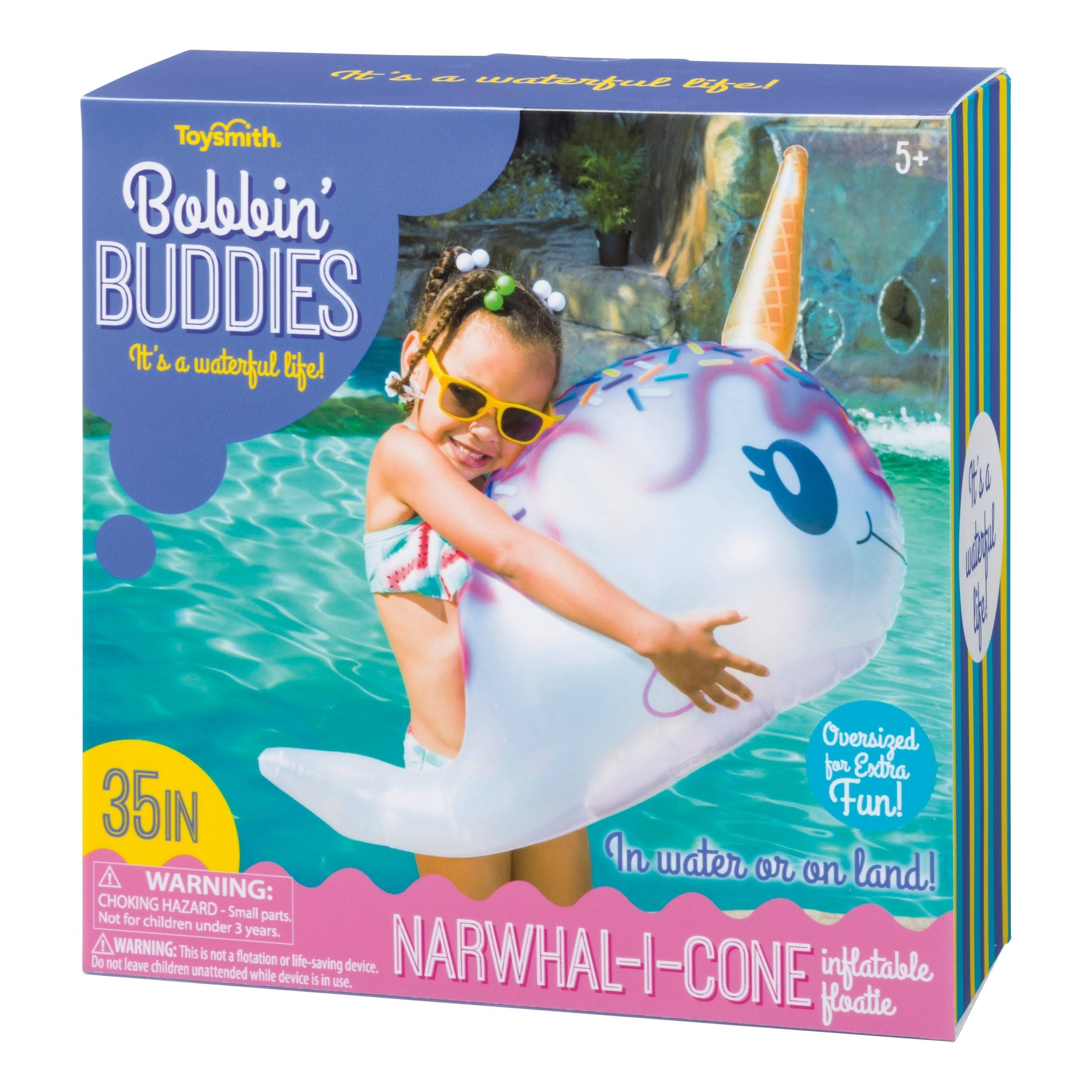 Toysmith Bobbin' Buddies Narwhal-I-Cone Inflatable Pool Toy