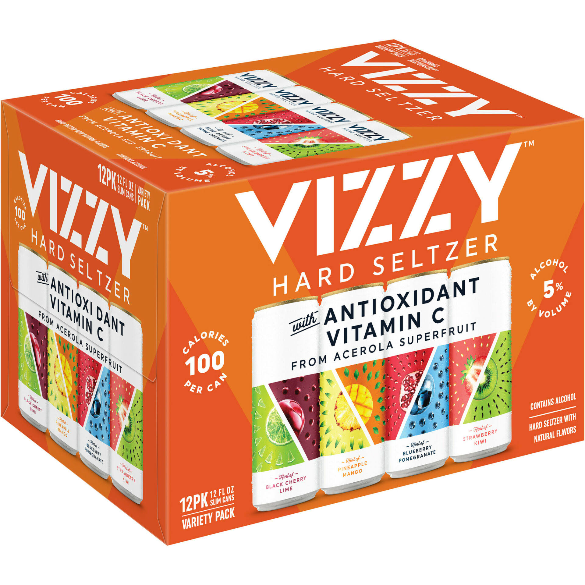 Vizzy Hard Seltzer, Variety Pack, 12 Pack - 12 pack, 12 fl oz slim cans