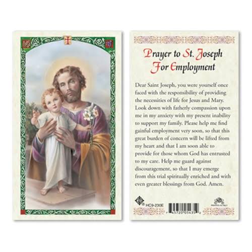 Saint Joseph for Employment Laminated Prayer Card-Single from San Francis Imports | Discount Catholic Products