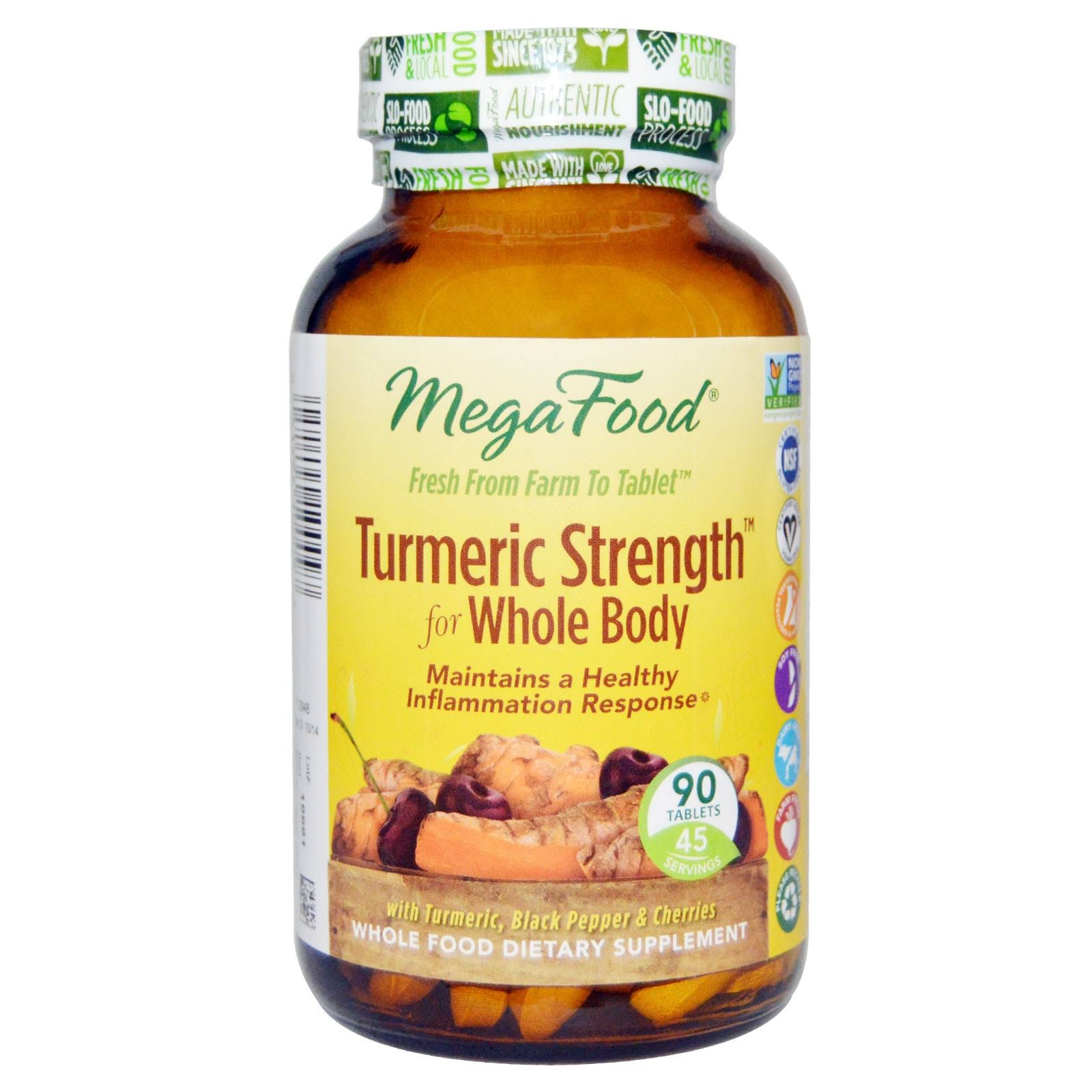 MegaFood Turmeric Strength for Whole Body Dietary Supplement - 90 Tablets