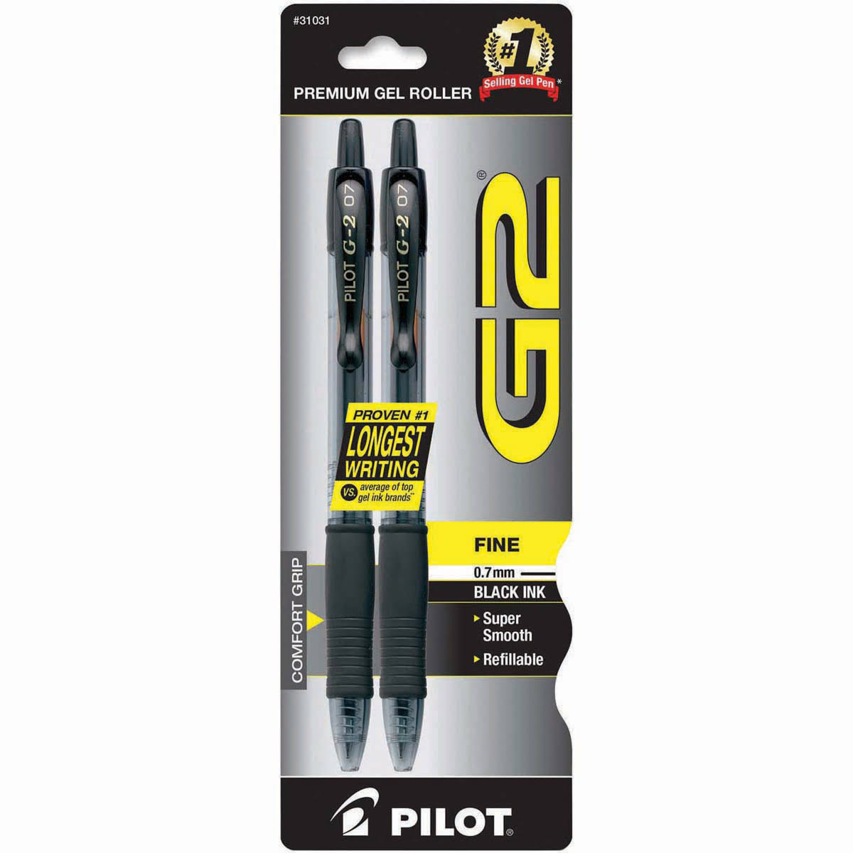 Pilot G2 Retractable Fine Point Premium Gel Roller Ball Pens - Black, 2ct