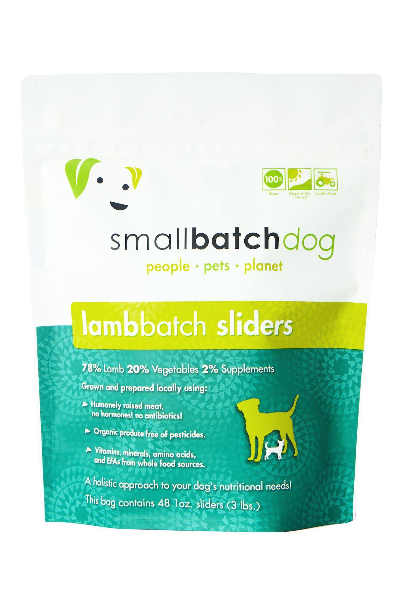 Small Batch Dog Frozen Raw Food Sliders Lamb 3lb