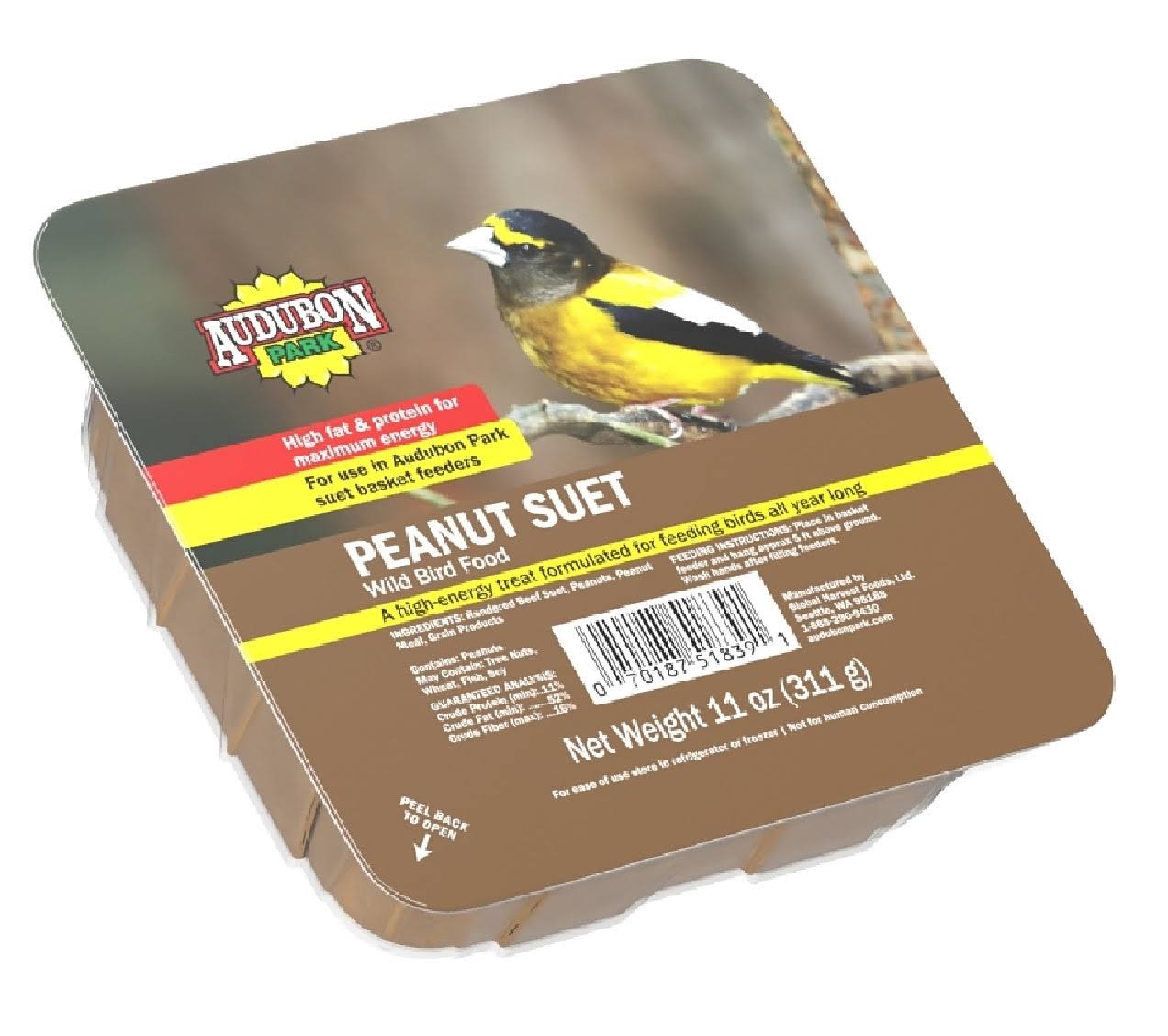 Audubon Park Wild Bird Food, Peanut Suet - 11 oz