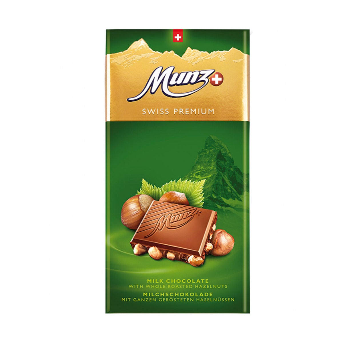 Munz Swiss Premium Milk Chocolate with Whole Roasted Hazelnuts - 100g