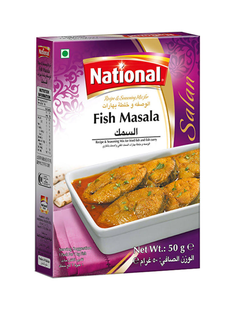 National Foods Fish Masala Recipe Mix 1.41 oz (40g) | Traditional Curry Spice Powder | Essential South Asian Dish | Stir Fry Seasoning Food | Box Pack