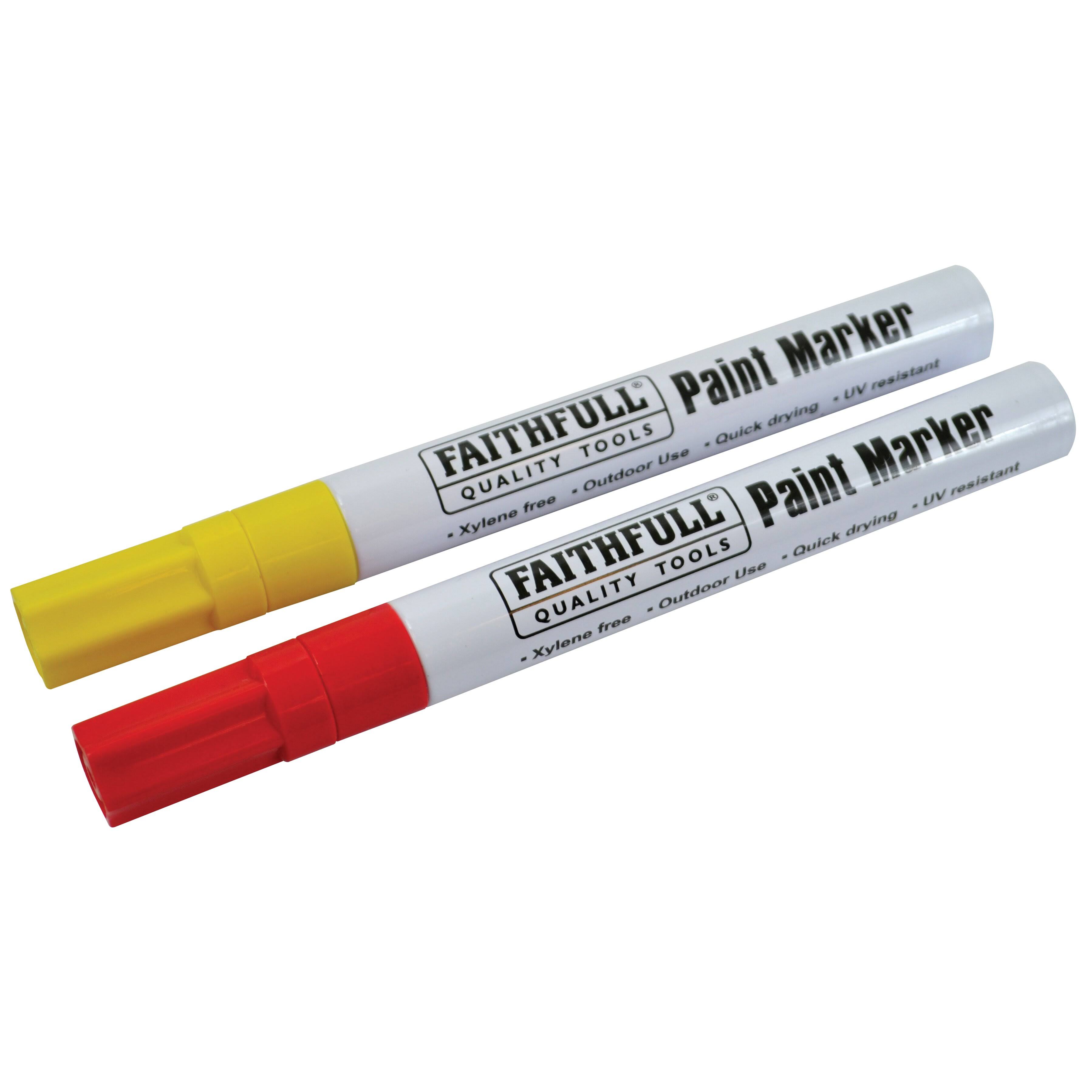 Faithfull Paint Marker Pen Yellow & Red (Pack of 2)