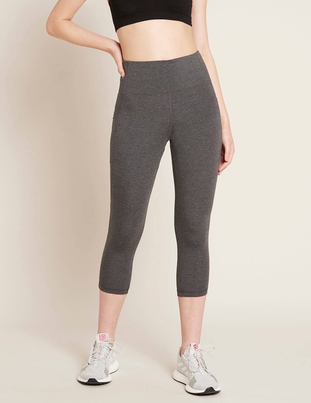 Active Blended High-Waisted 3/4 Leggings with Pockets, Dark Grey Marl / S