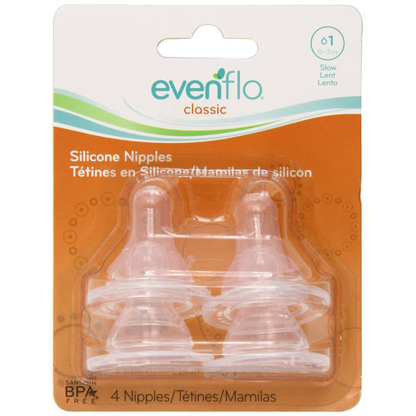 Evenflo Classic Slow Flow Nipples - 4pk
