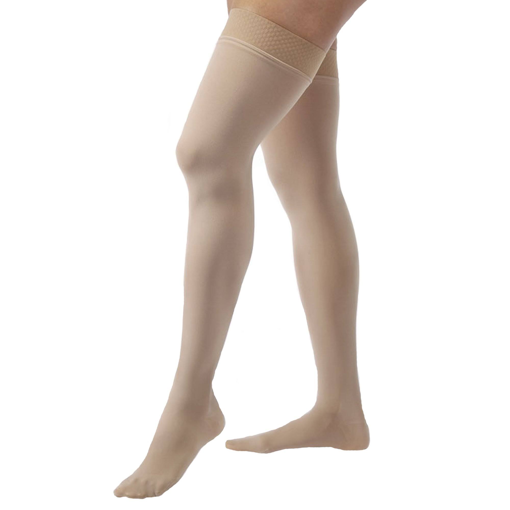 Jobst Firm Compression Thigh High Open Toe Stockings - Black, Medium