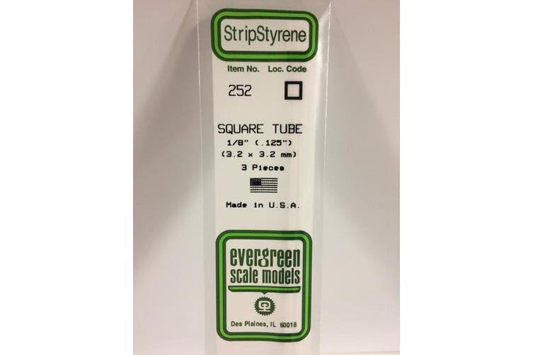 Evergreen 00252 Styrene Square Tube 0.125 x 14in / 3.2mm x 36cm - 3