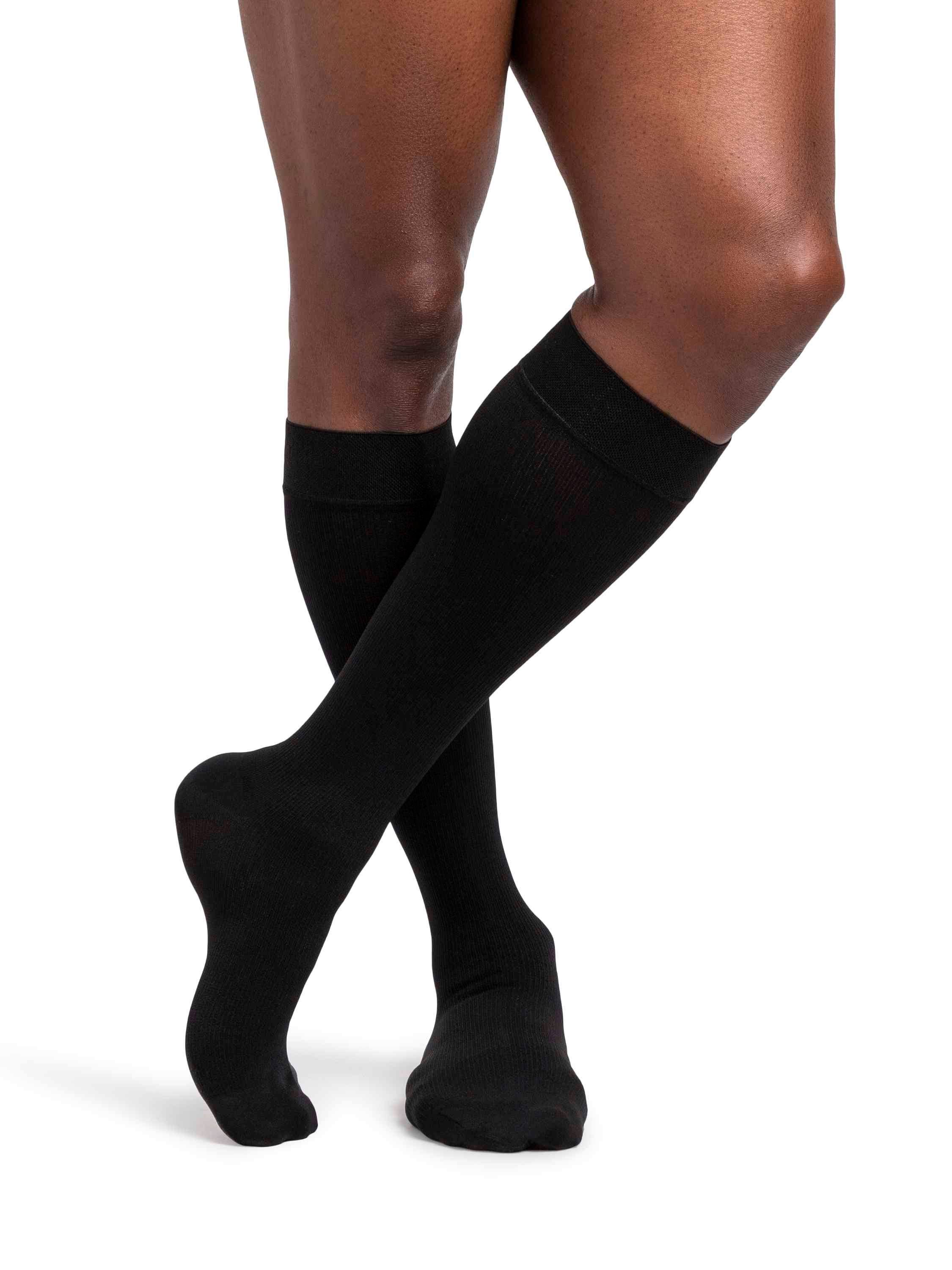 Sigvaris Mens Midtown Microfiber Closed Toe Calf Socks - Black, 20-30mmHg