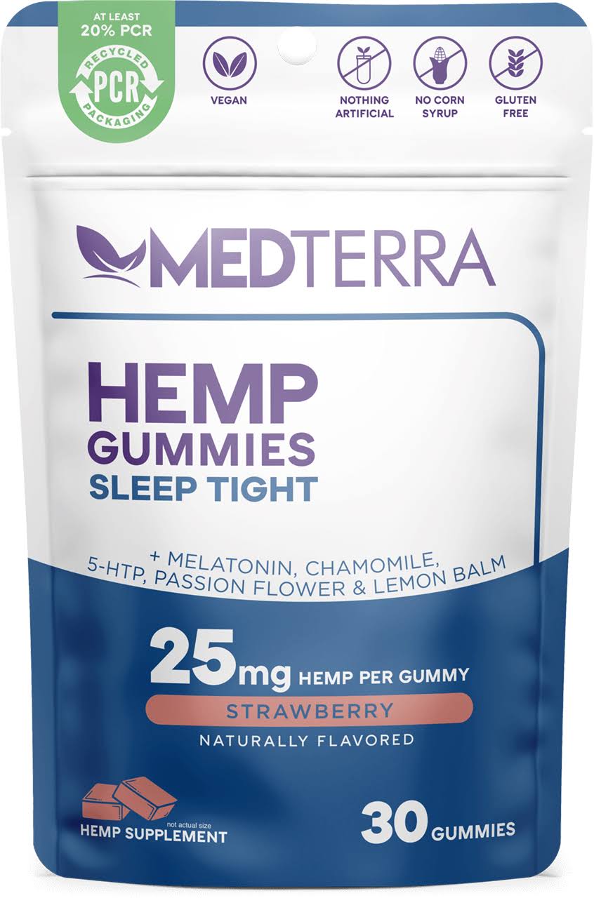 Medterra CBD Gummies, Sleep Tight, 25 mg, Strawberry - 30 gummies