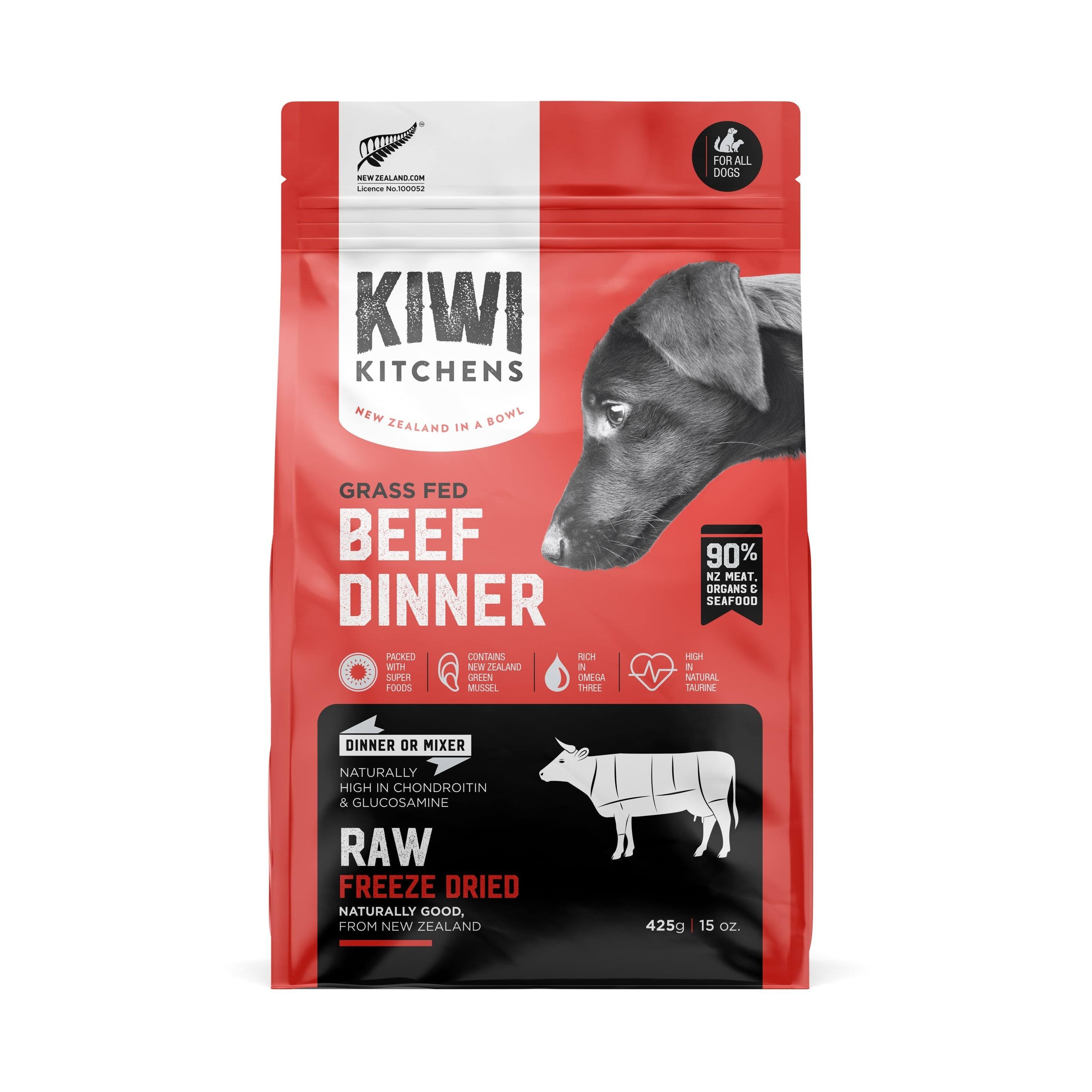 Kiwi Kitchens Beef Dinner Freeze Dried Dog Food 425g
