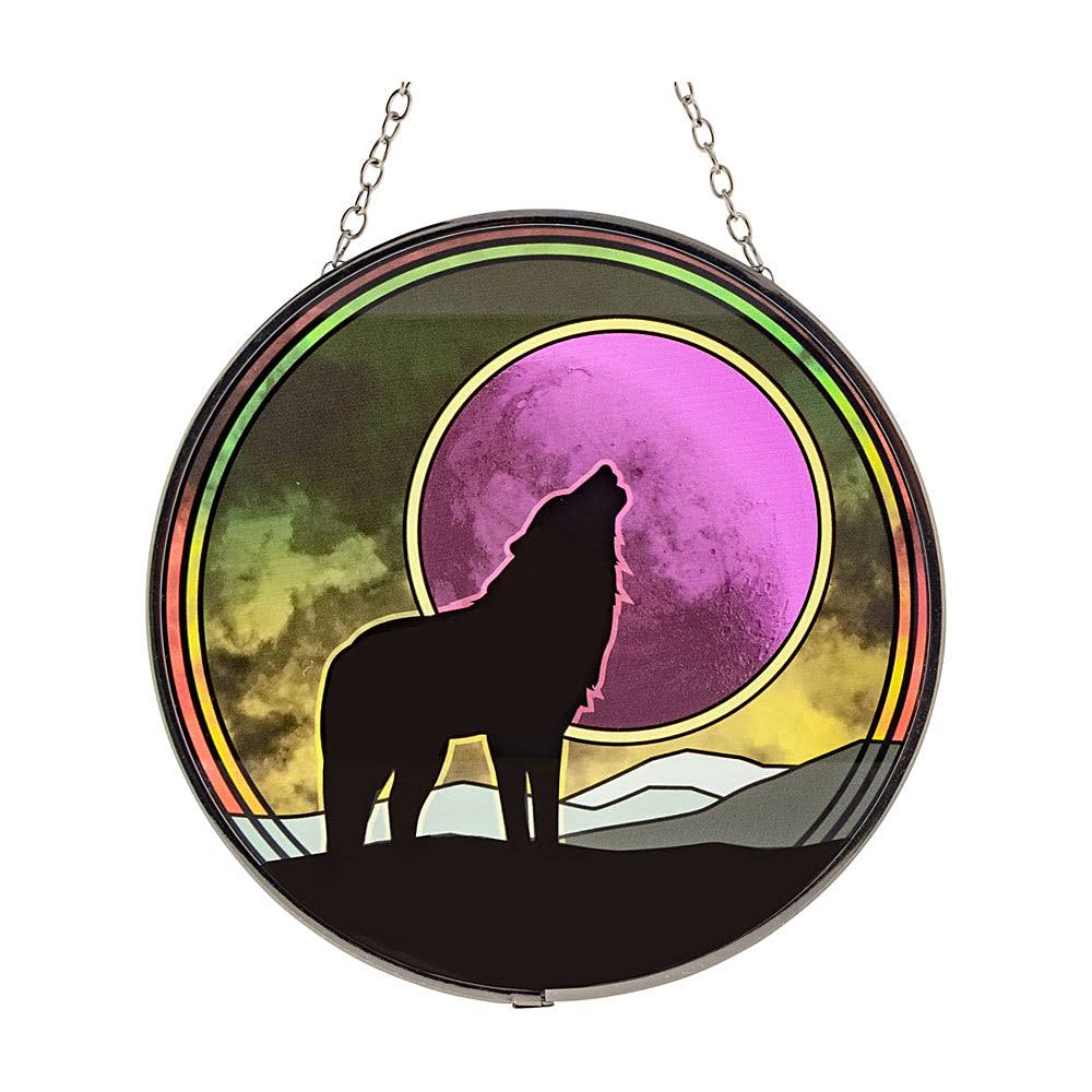 Wolf & Full Moon Suncatcher