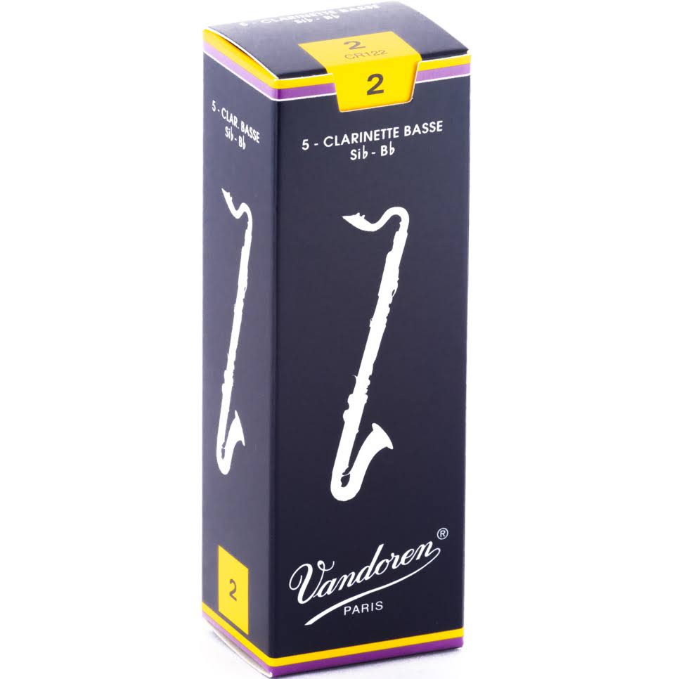 Vandoren CR122 Clarinet Bass Traditional Reeds - Strength 2, Box of 5