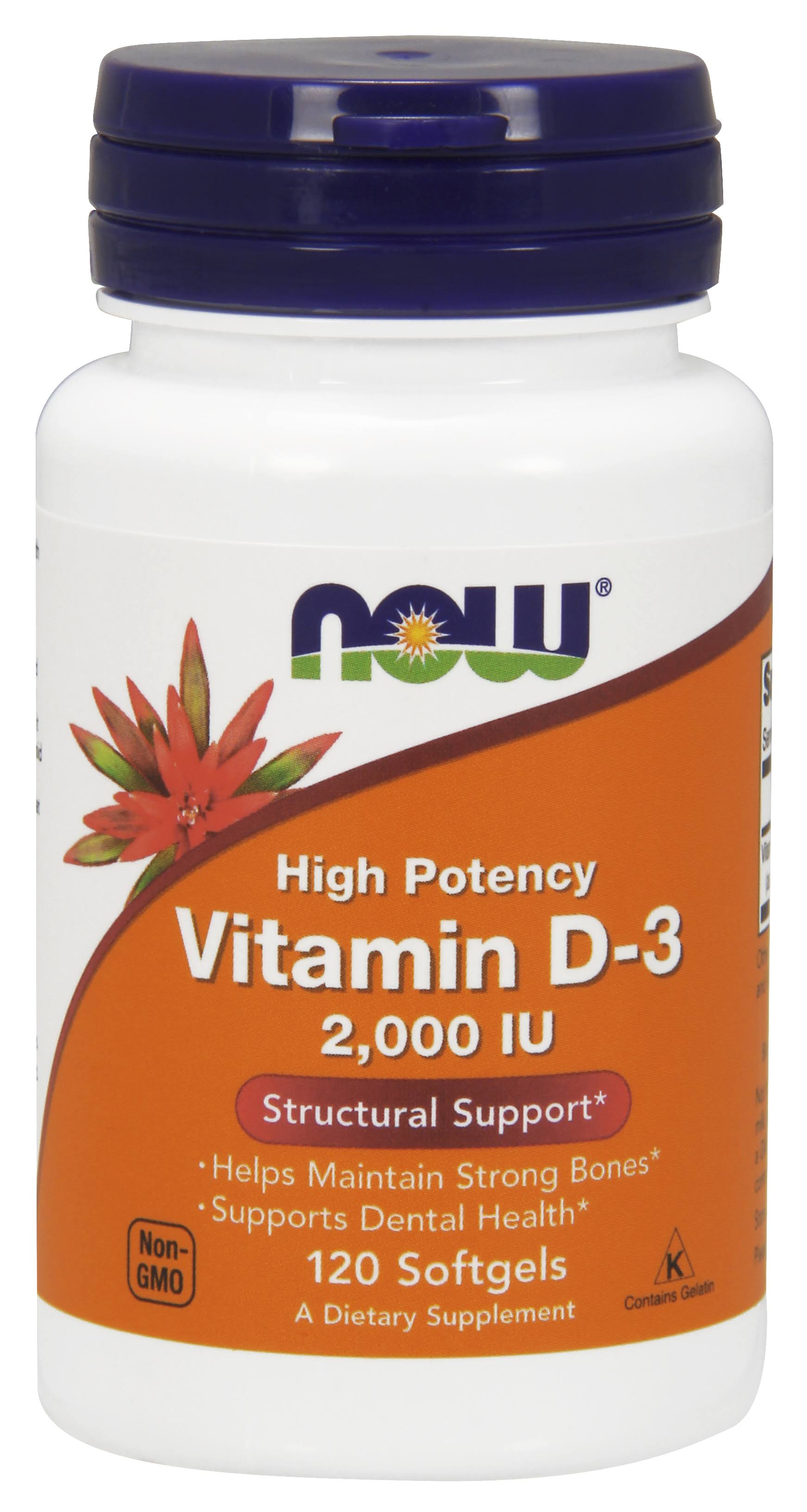 Now Vitamin D-3 2000 IU Dietary Supplement - 120 Softgels