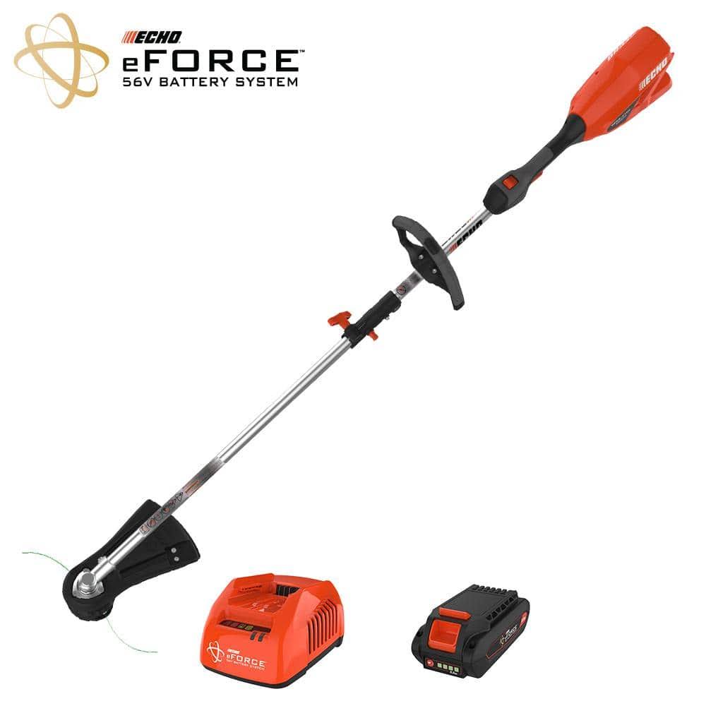 Echo eFORCE 56V Brushless Cordless Battery 16 in. Attachment Capable String Trimmer and 2.5Ah Battery and Charger DPAS-2100SBC1