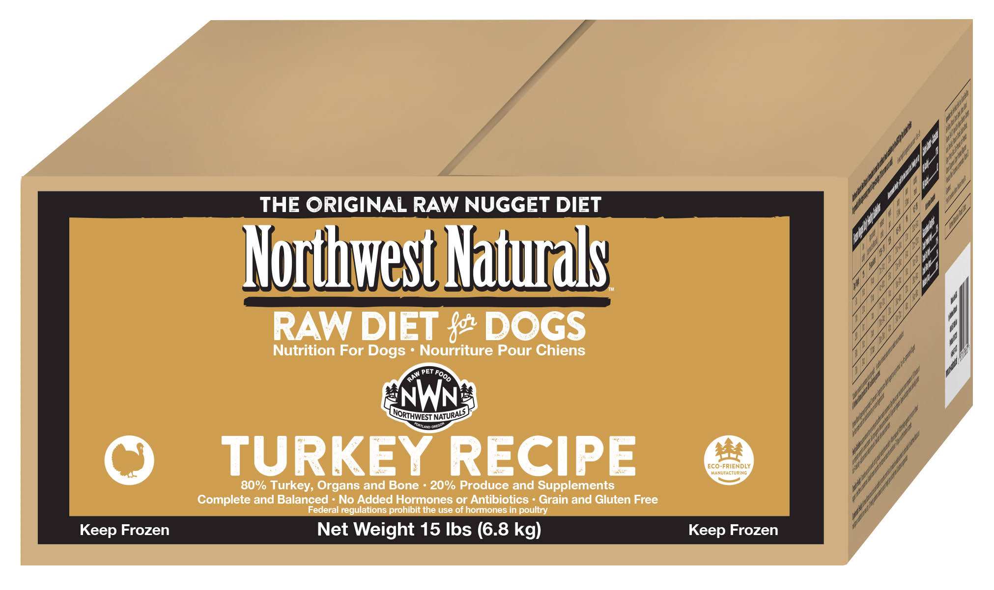 Northwest Naturals Turkey Nuggets Grain Free Raw Frozen Dog Food 15lb