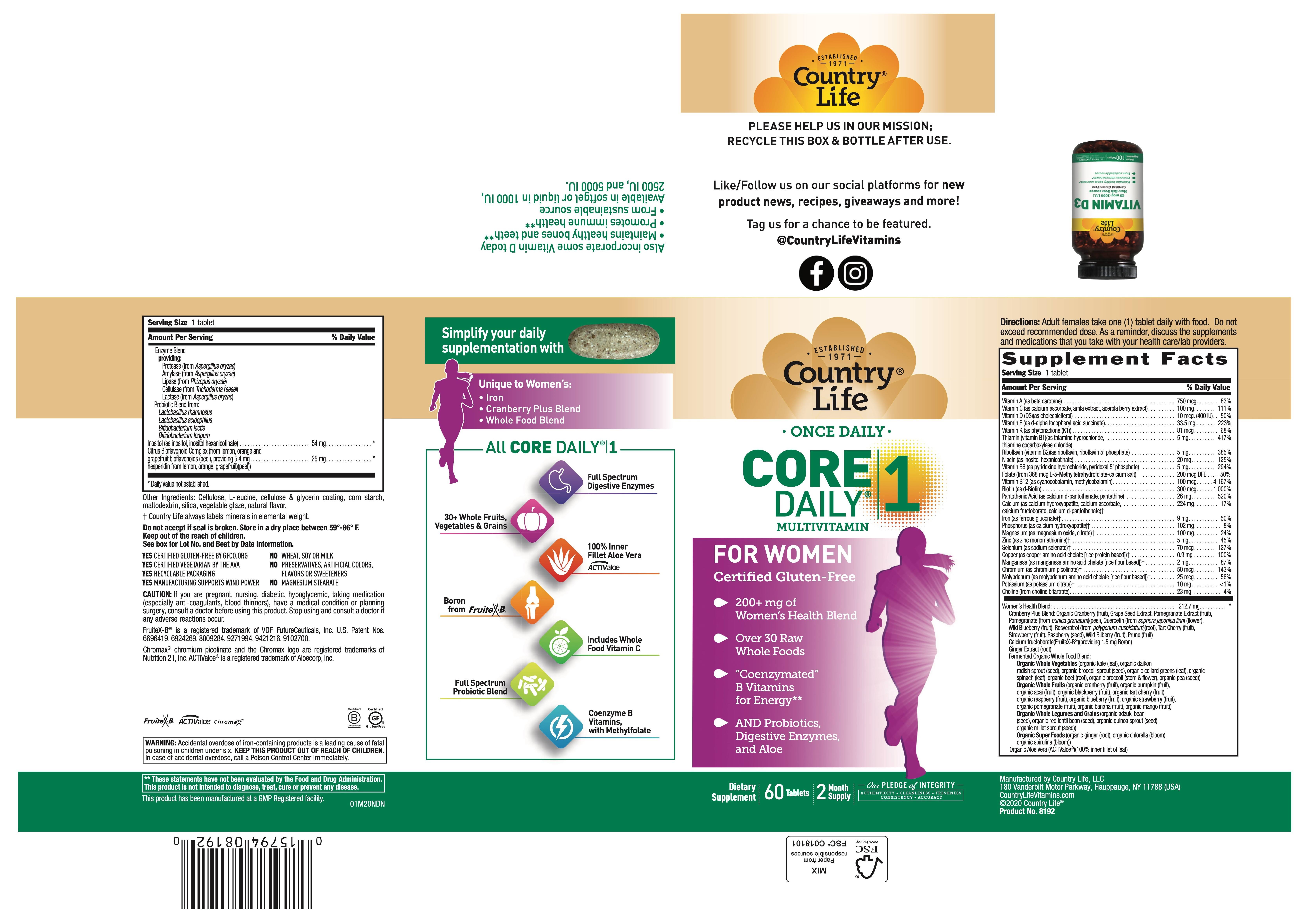 Country Life Women's Core Daily-1 Multivitamins - 60 Tablets