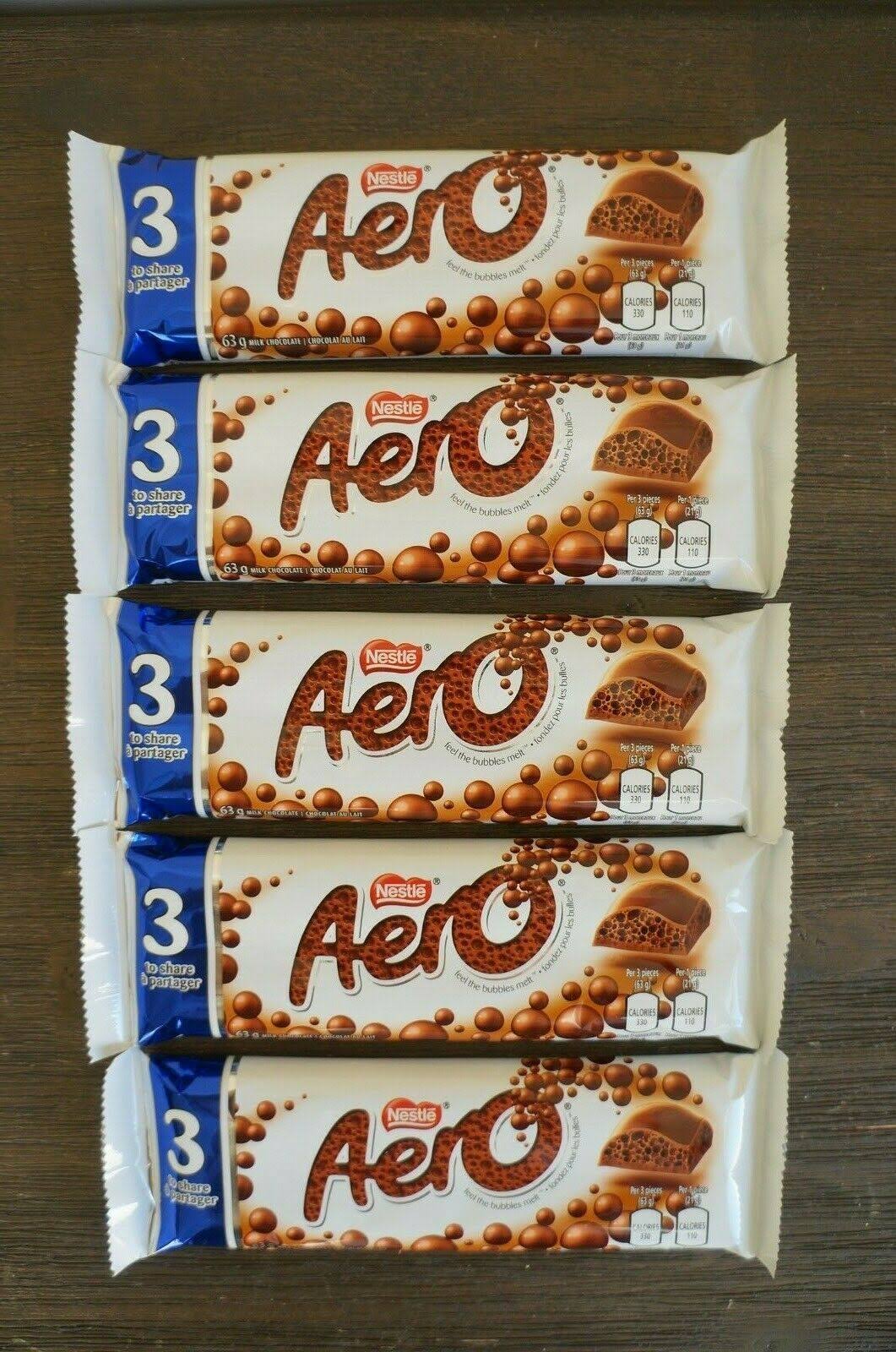 Aero Chocolate Bars XL King Size Canadian - Lot of 5 x 63g / 2.2oz
