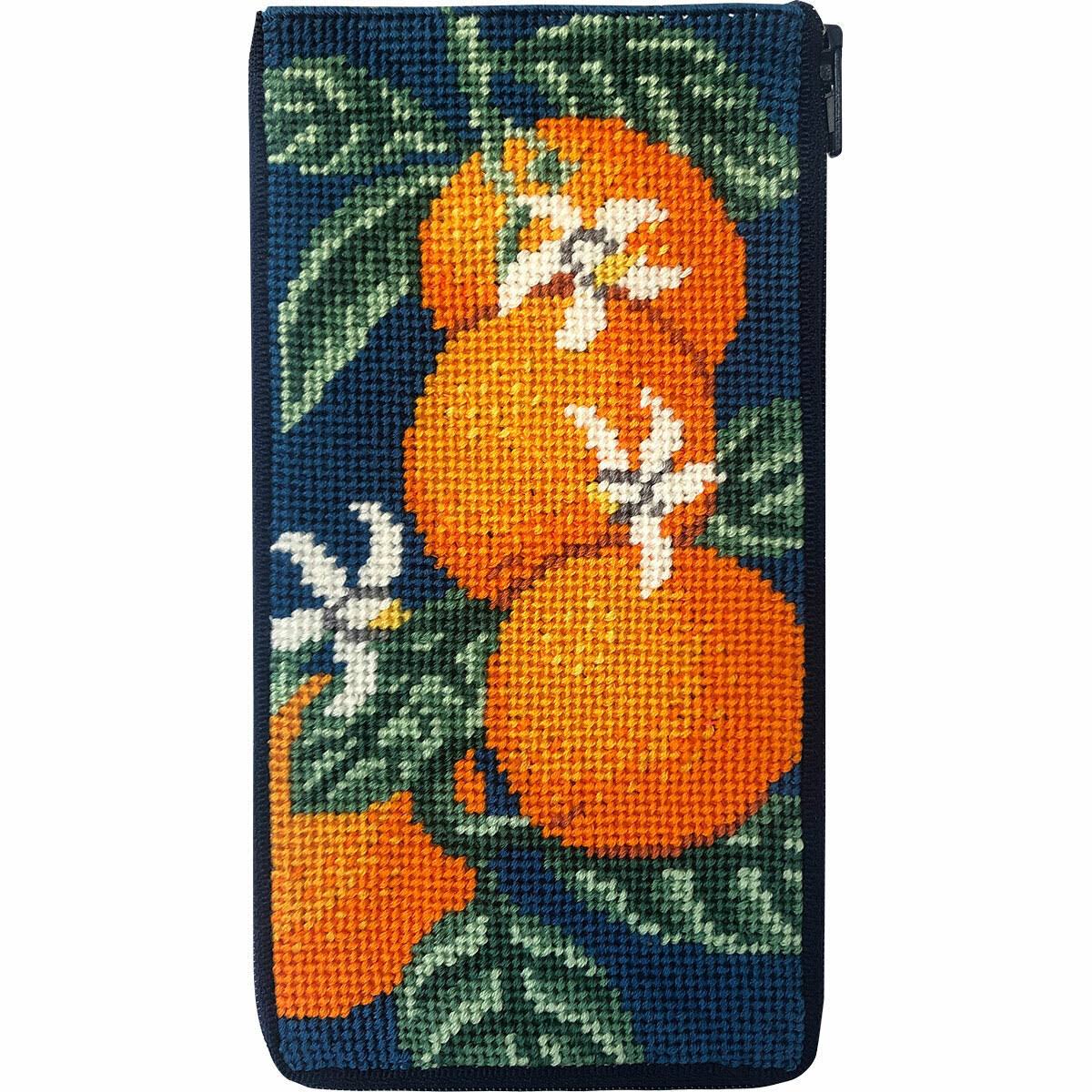 Alice Peterson Stitch & Zip Eyeglass Case Needlepoint Kit- Oranges