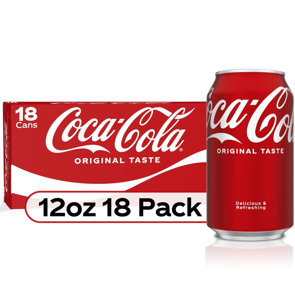 Coca-Cola Cola, Original Taste, 18 Cans - 18 pack, 12 fl oz cans