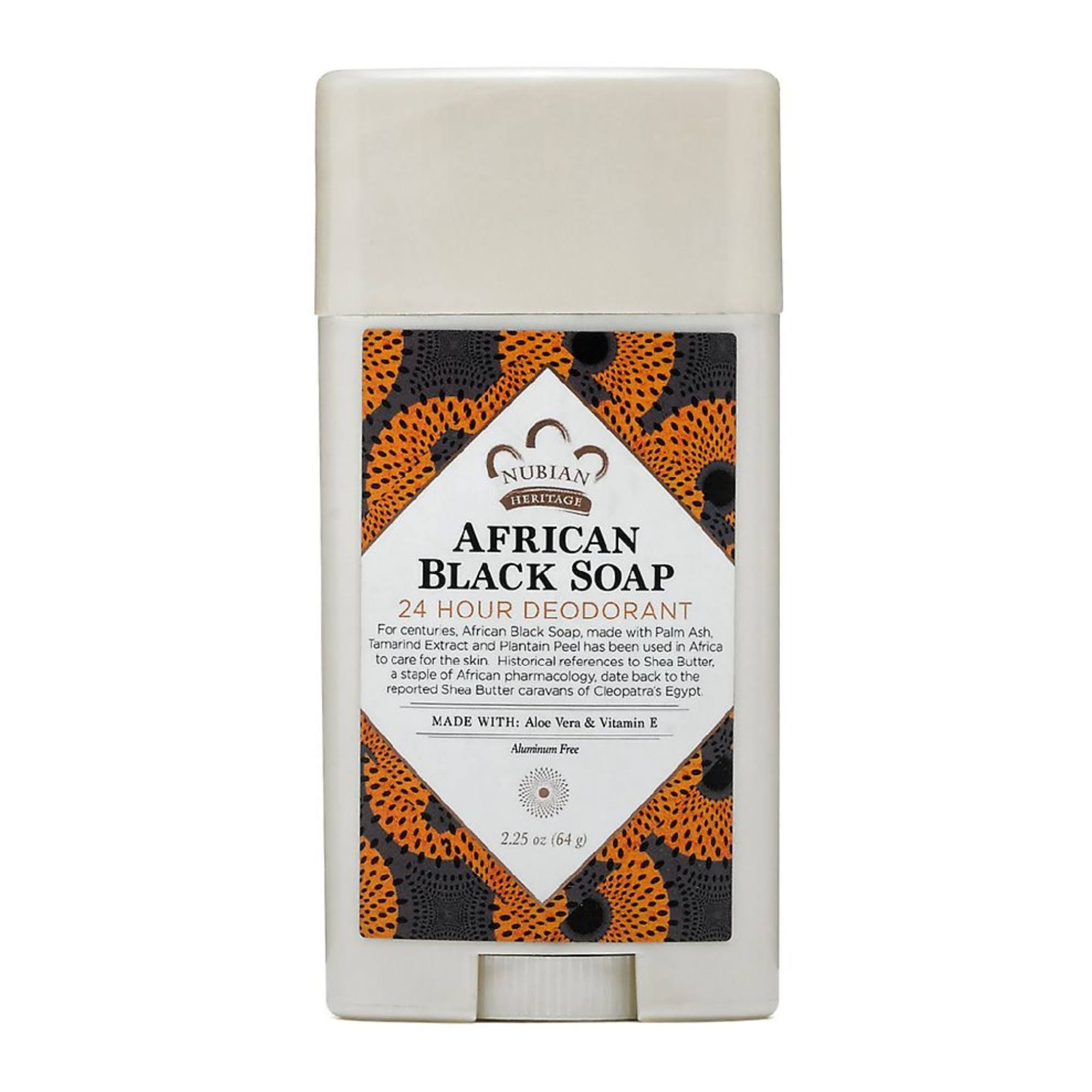 Nubian Heritage African Black Soap 24 Hour Deodorant - 2.25oz, with Aloe and Vitamin E