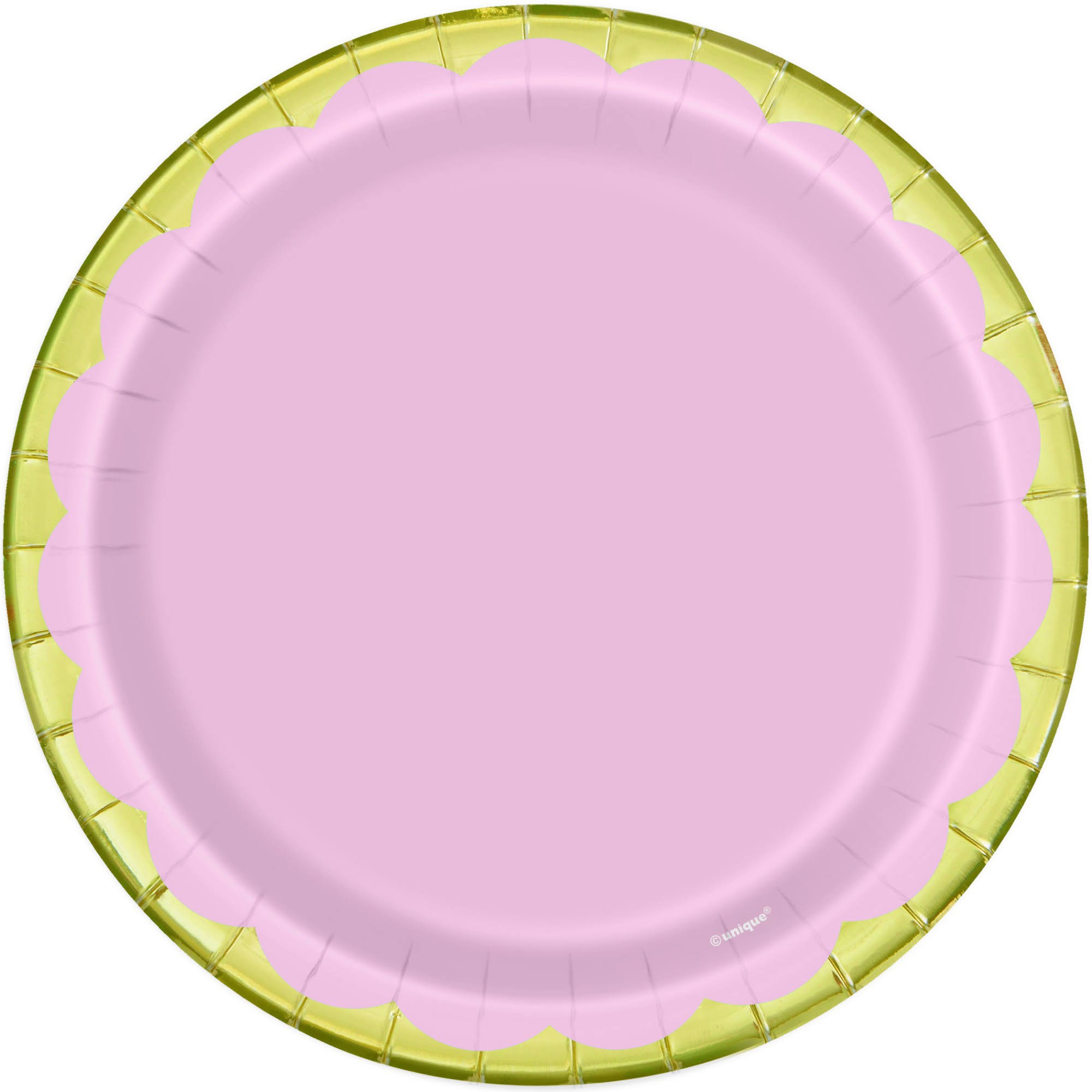 Scalloped Gold & Light Pink Party Plates, 8 CT, 7 in