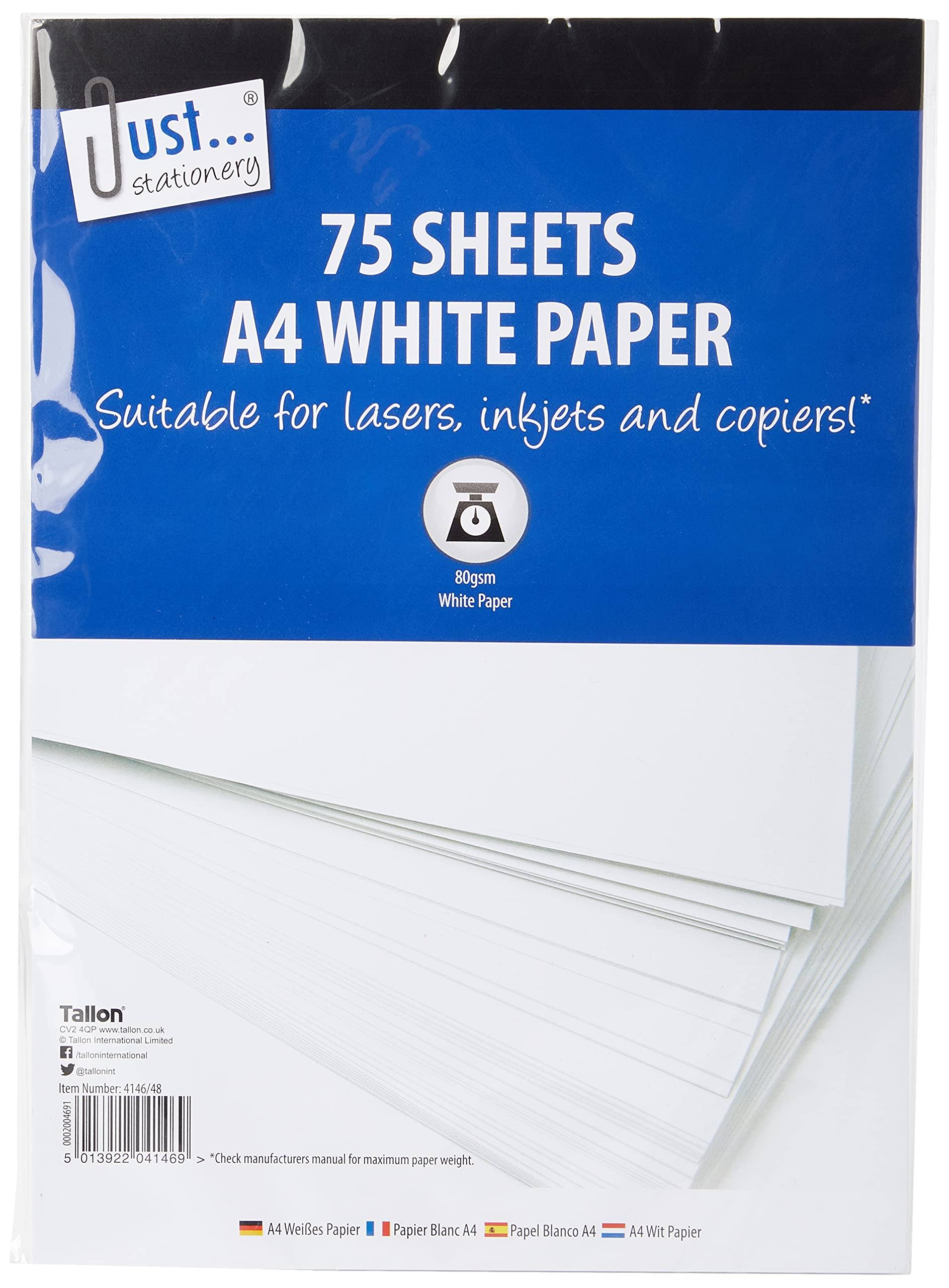Just Stationery 75 Sheet A4 White Copy Paper, 4146