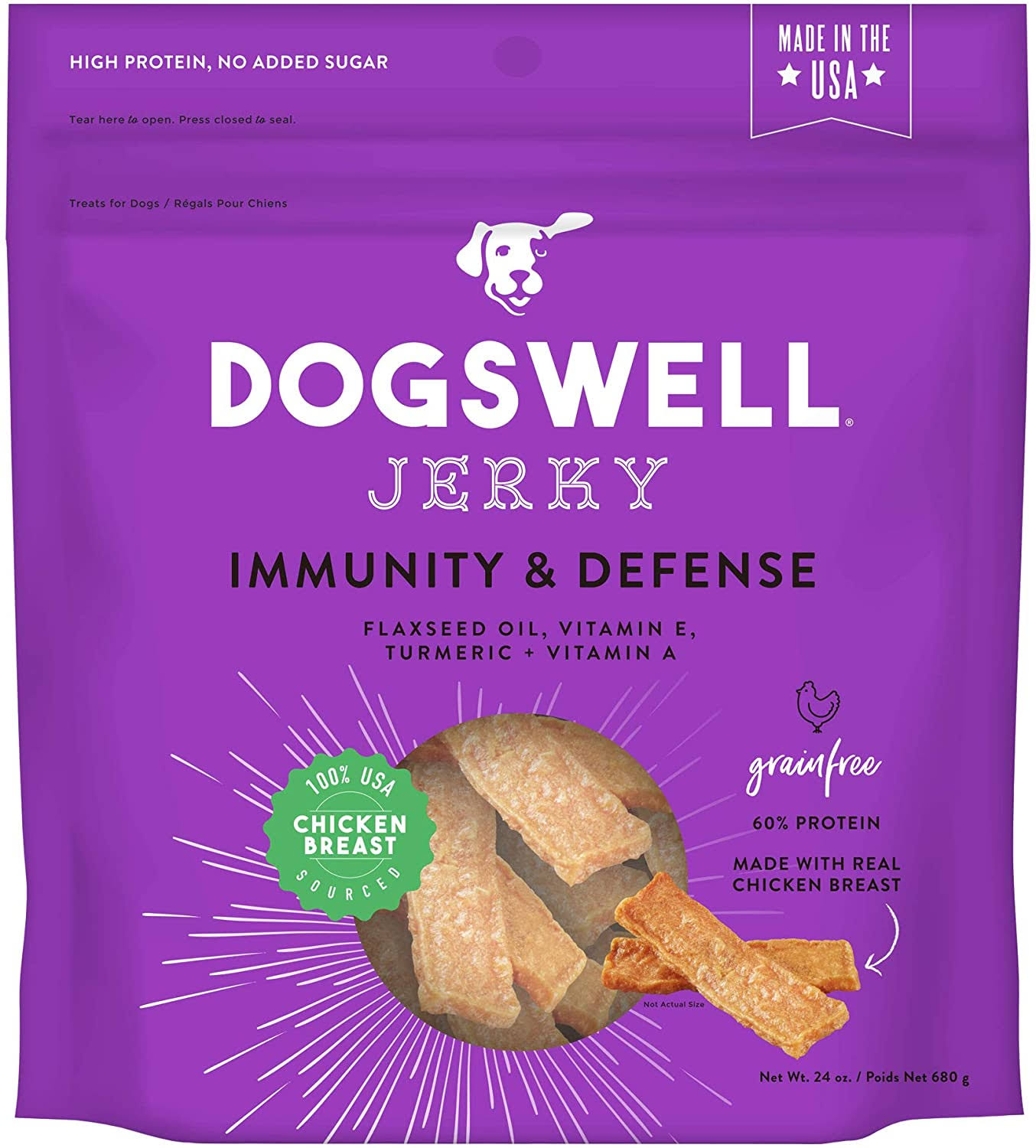 DOGSWELL 100% Meat Jerky Treats for Dogs, Made in The USA with