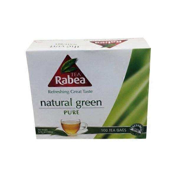 Rabea Natural Pure Green Tea - 100 Tea Bags