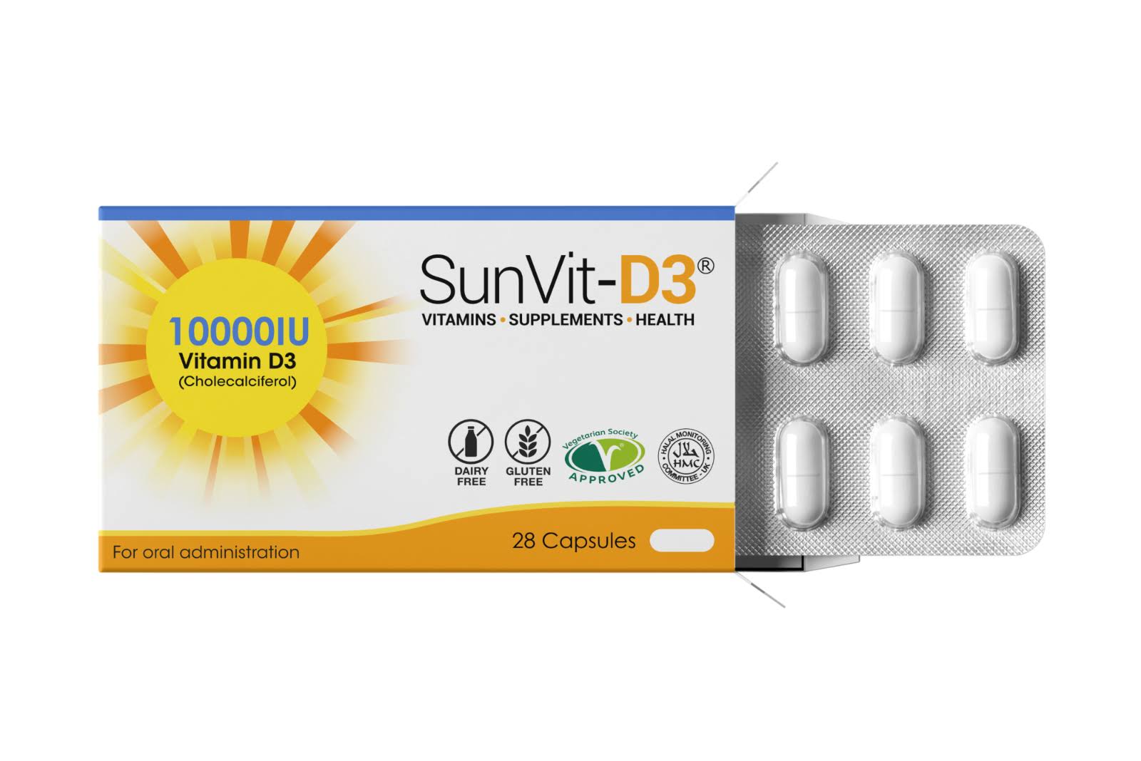SunVit-D3 1000iu Vitamin D3 Capsules - 28 Capsules