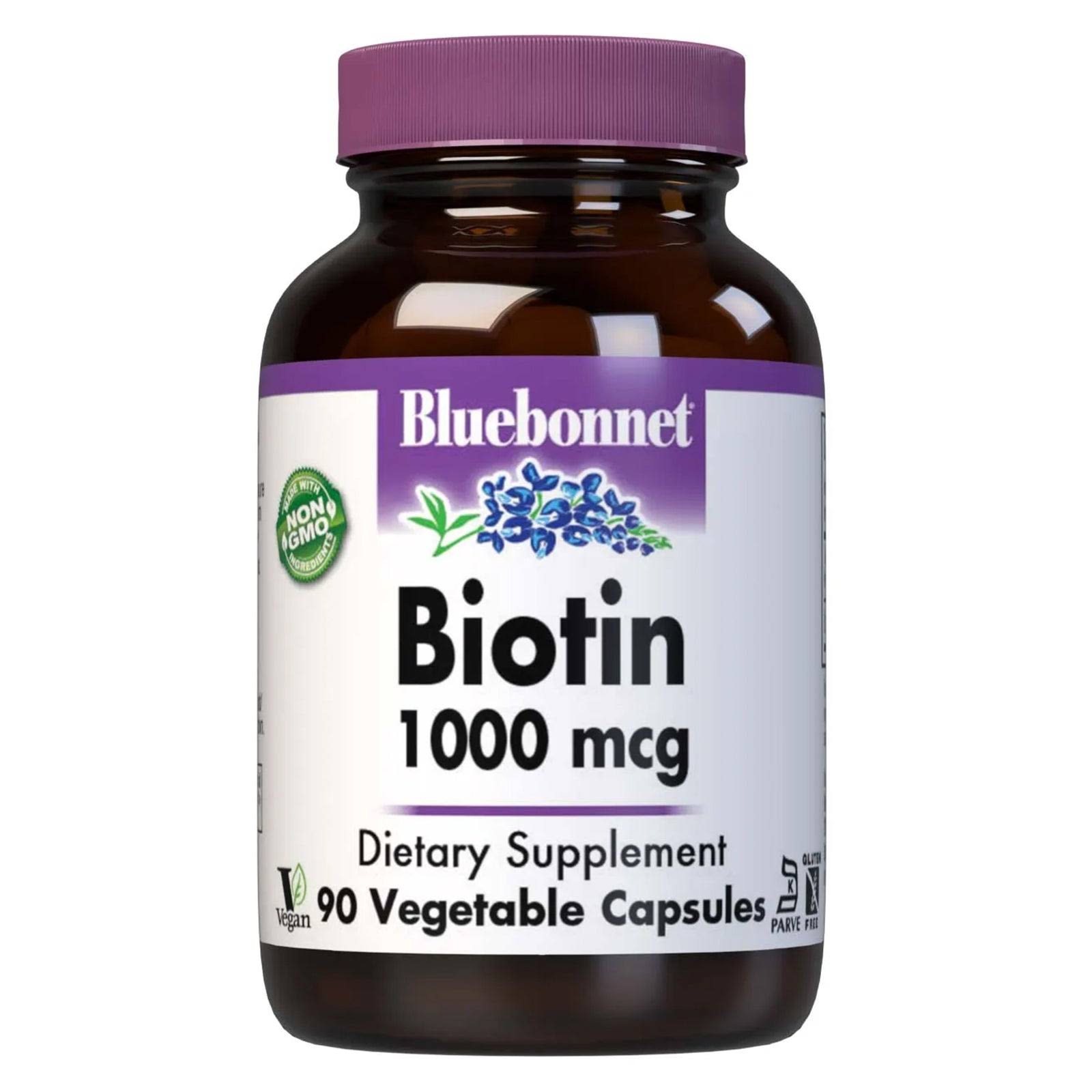 Bluebonnet Biotin - 90 Vcaps, 1000 Mcg