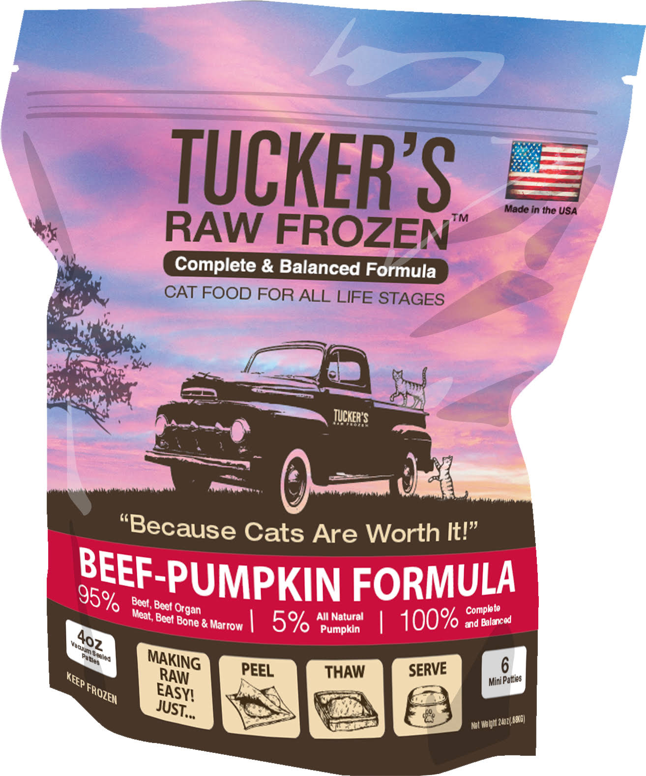 Tucker's Beef- Pumpkin Raw Frozen Food for Cats 24 oz