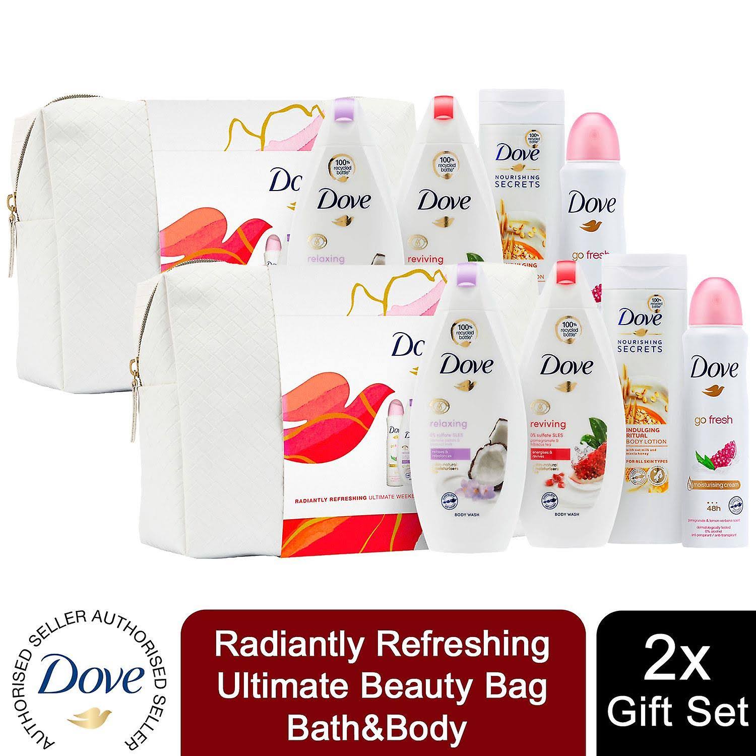 3x Dove Radiantly Refreshing Ultimate Beauty Bag Bath&Body 4pcs Gift Set For Her White
